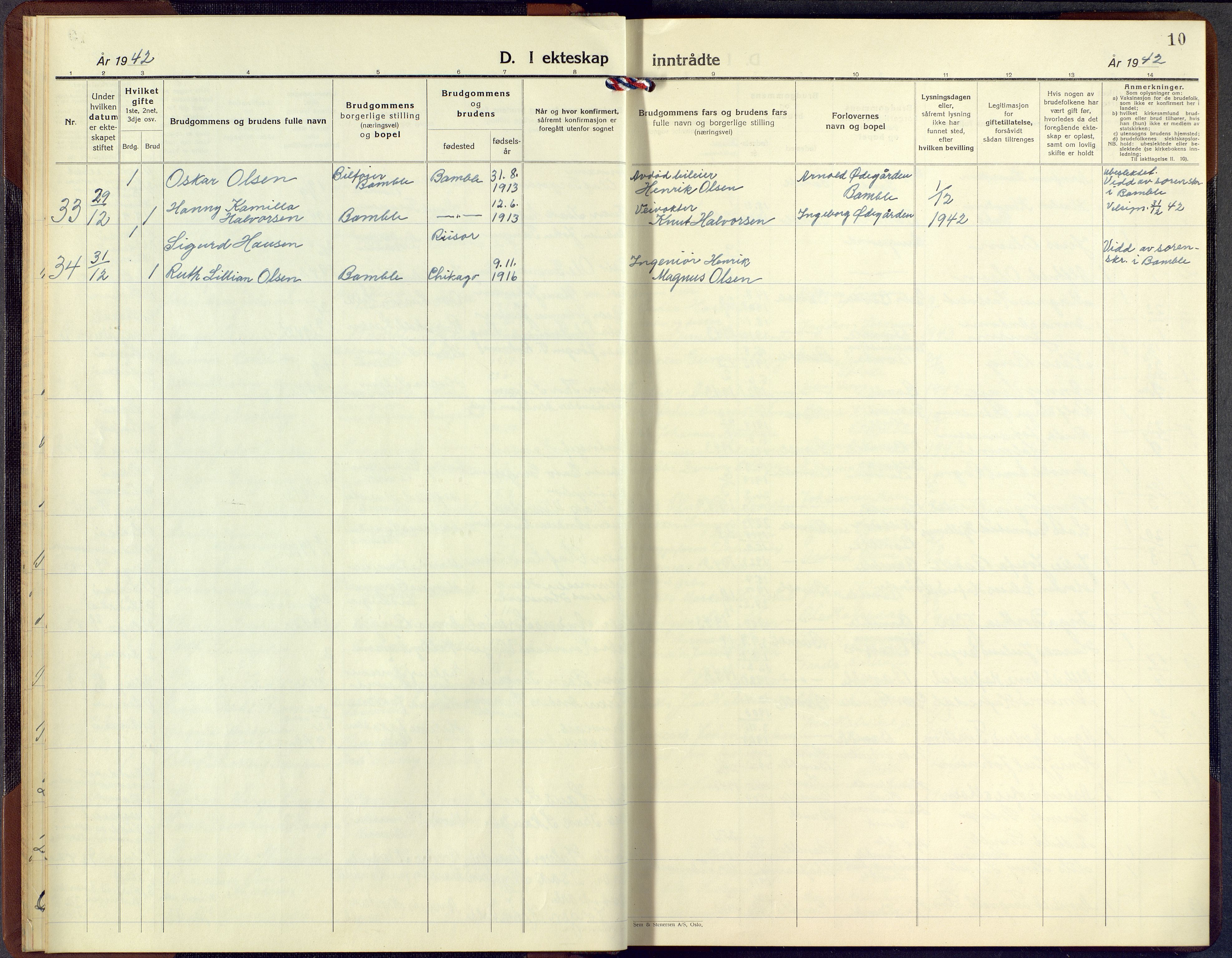 Bamble kirkebøker, SAKO/A-253/G/Ga/L0013: Parish register (copy) no. I 13, 1941-1949, p. 10