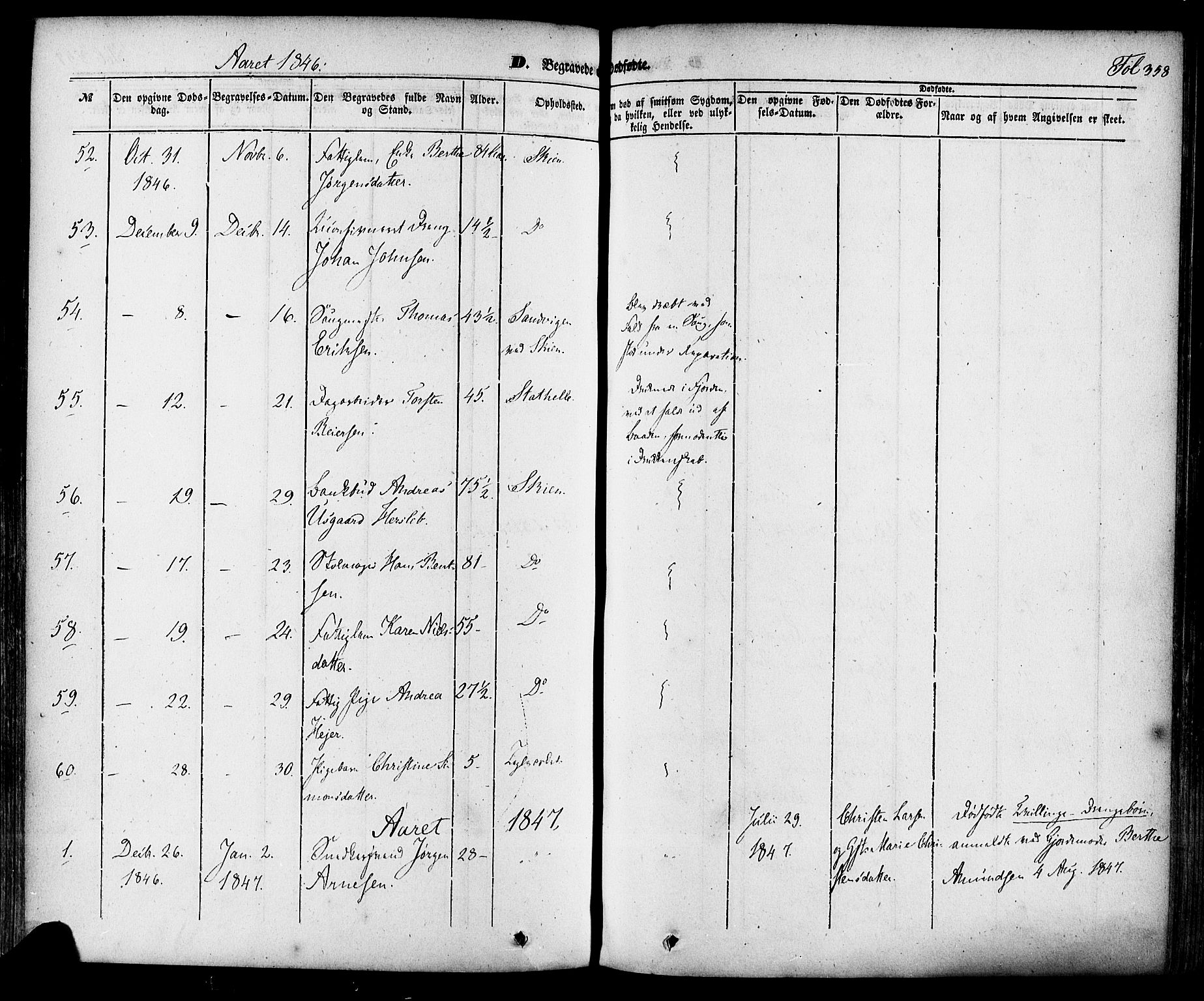 Skien kirkebøker, SAKO/A-302/F/Fa/L0006a: Parish register (official) no. 6A, 1843-1856, p. 358