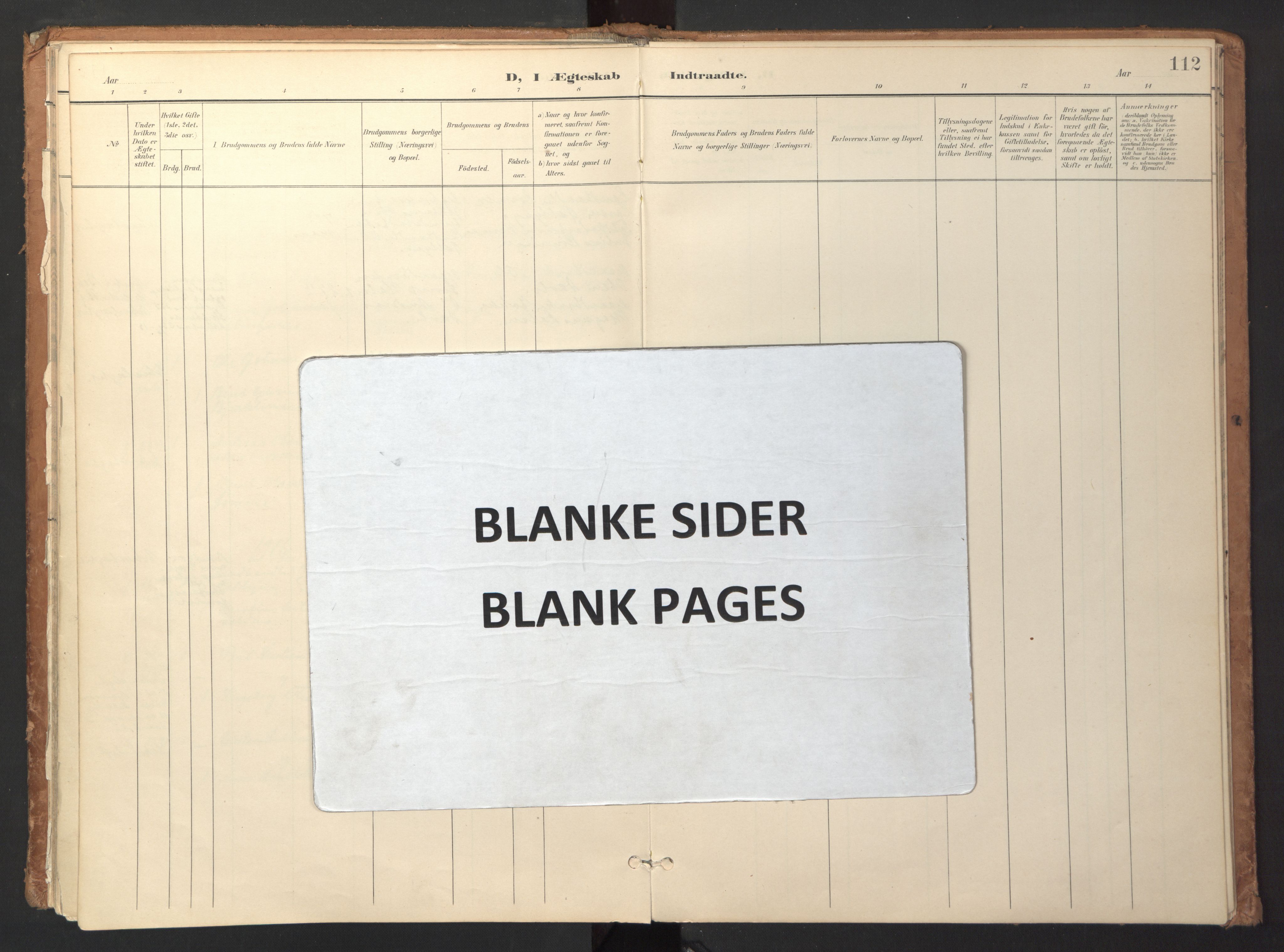 Ministerialprotokoller, klokkerbøker og fødselsregistre - Sør-Trøndelag, AV/SAT-A-1456/618/L0448: Parish register (official) no. 618A11, 1898-1916, p. 112
