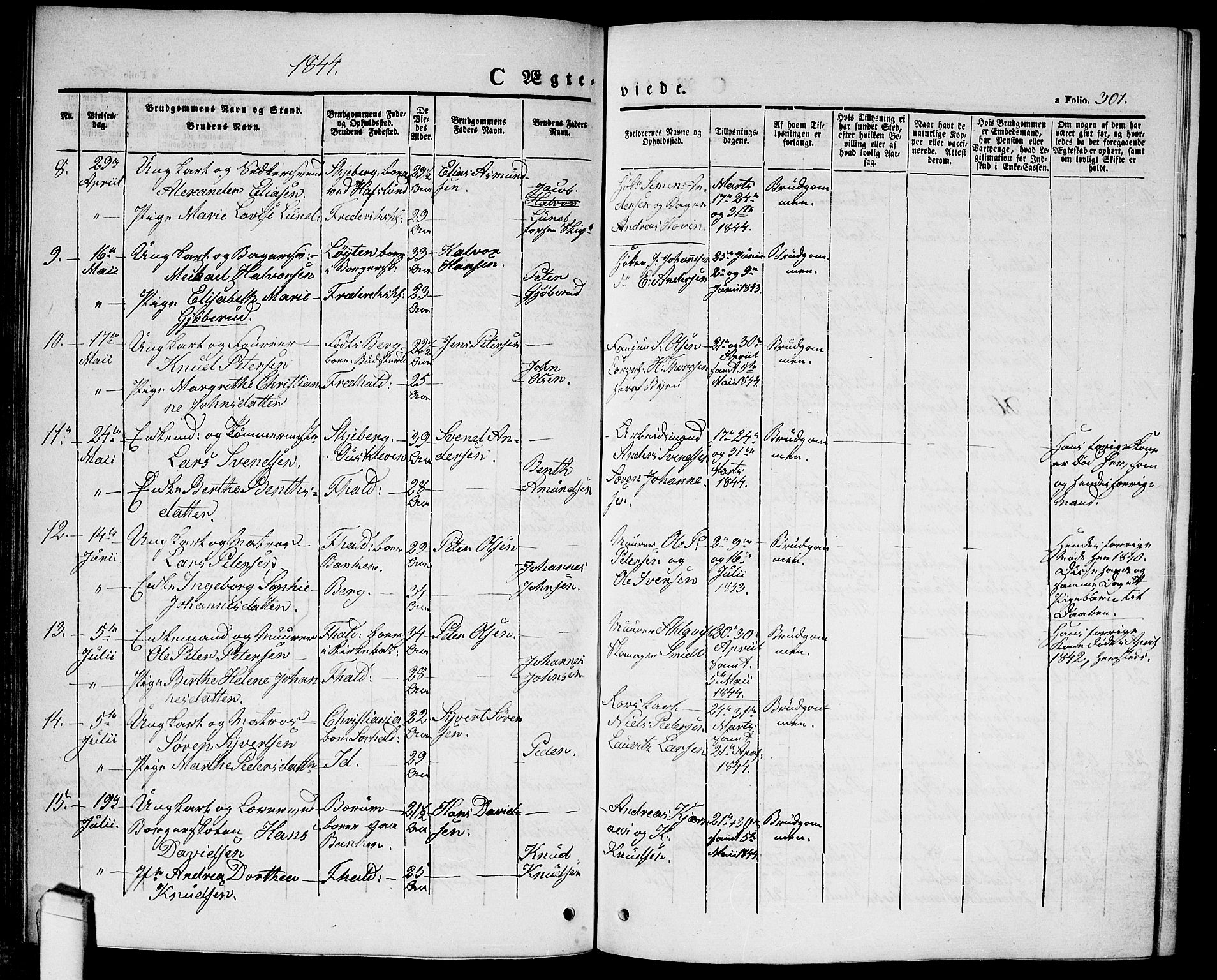 Halden prestekontor Kirkebøker, AV/SAO-A-10909/G/Ga/L0003: Parish register (copy) no. 3, 1834-1844, p. 301