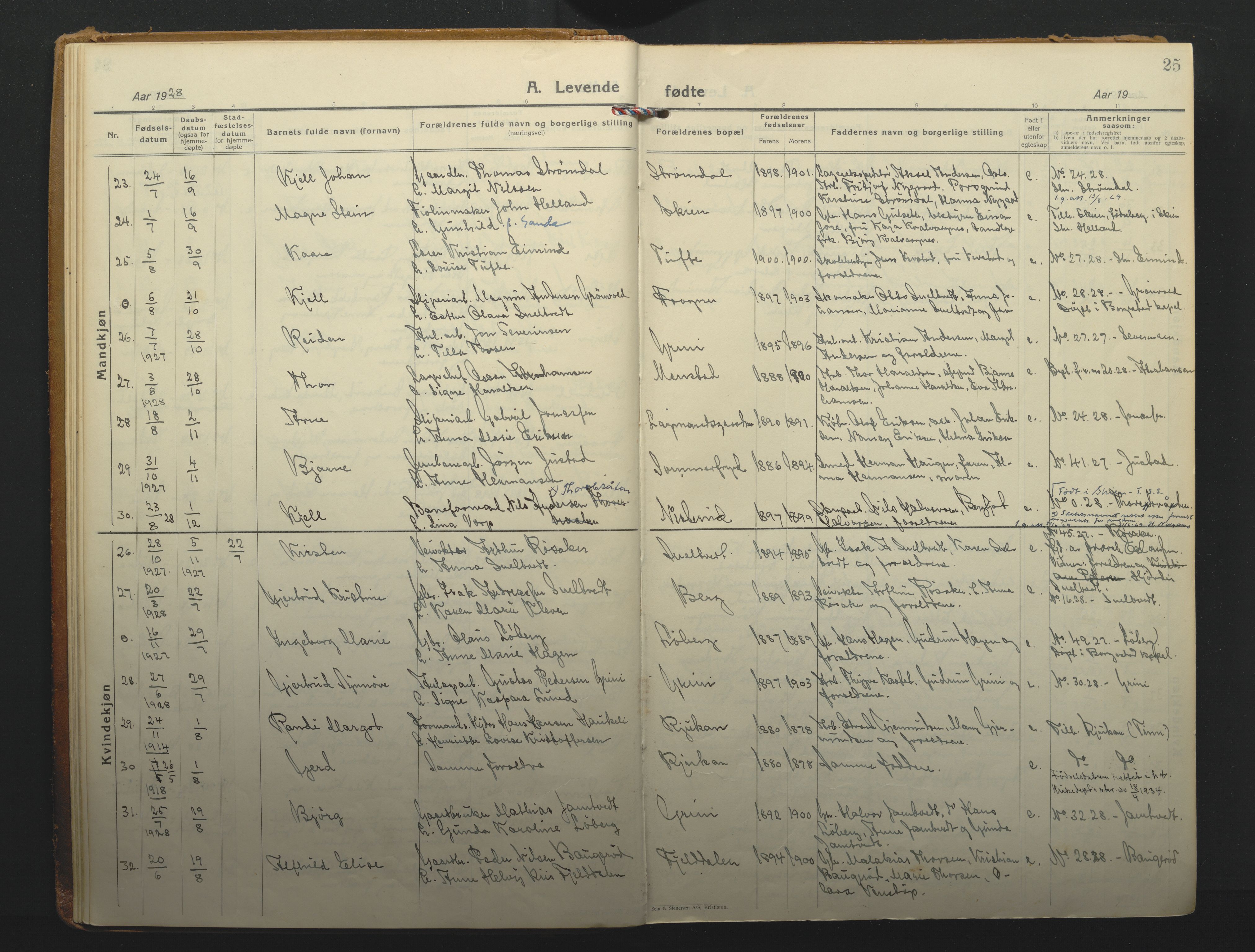Gjerpen kirkebøker, SAKO/A-265/F/Fa/L0014: Parish register (official) no. I 14, 1925-1938, p. 25