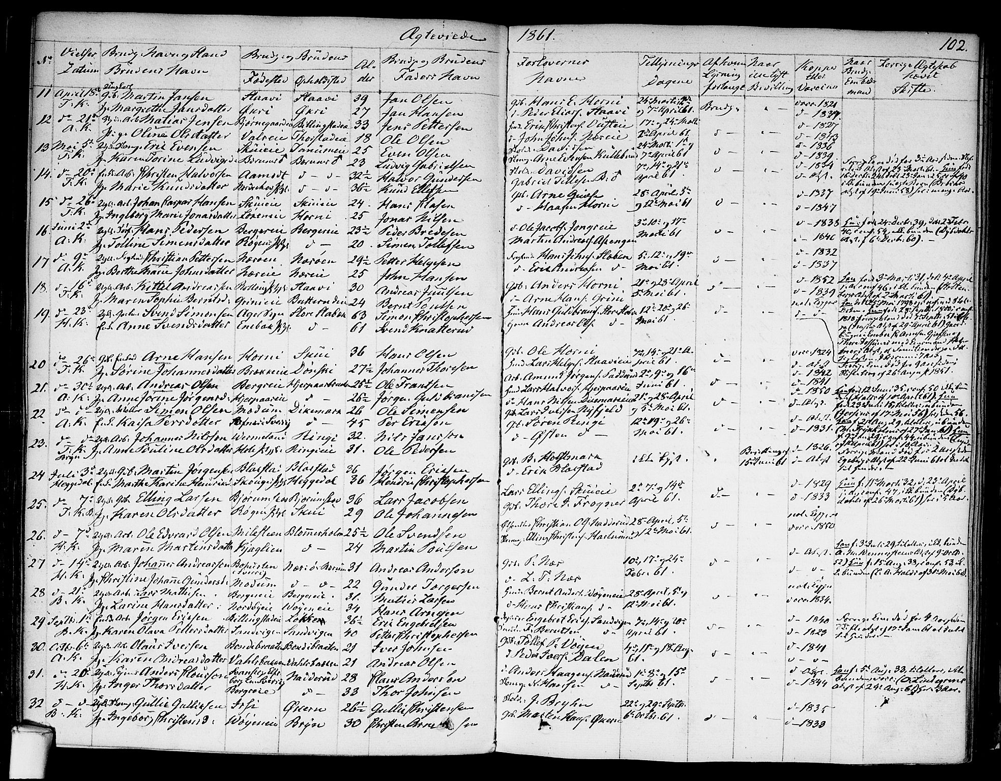 Asker prestekontor Kirkebøker, SAO/A-10256a/F/Fa/L0010: Parish register (official) no. I 10, 1825-1878, p. 102