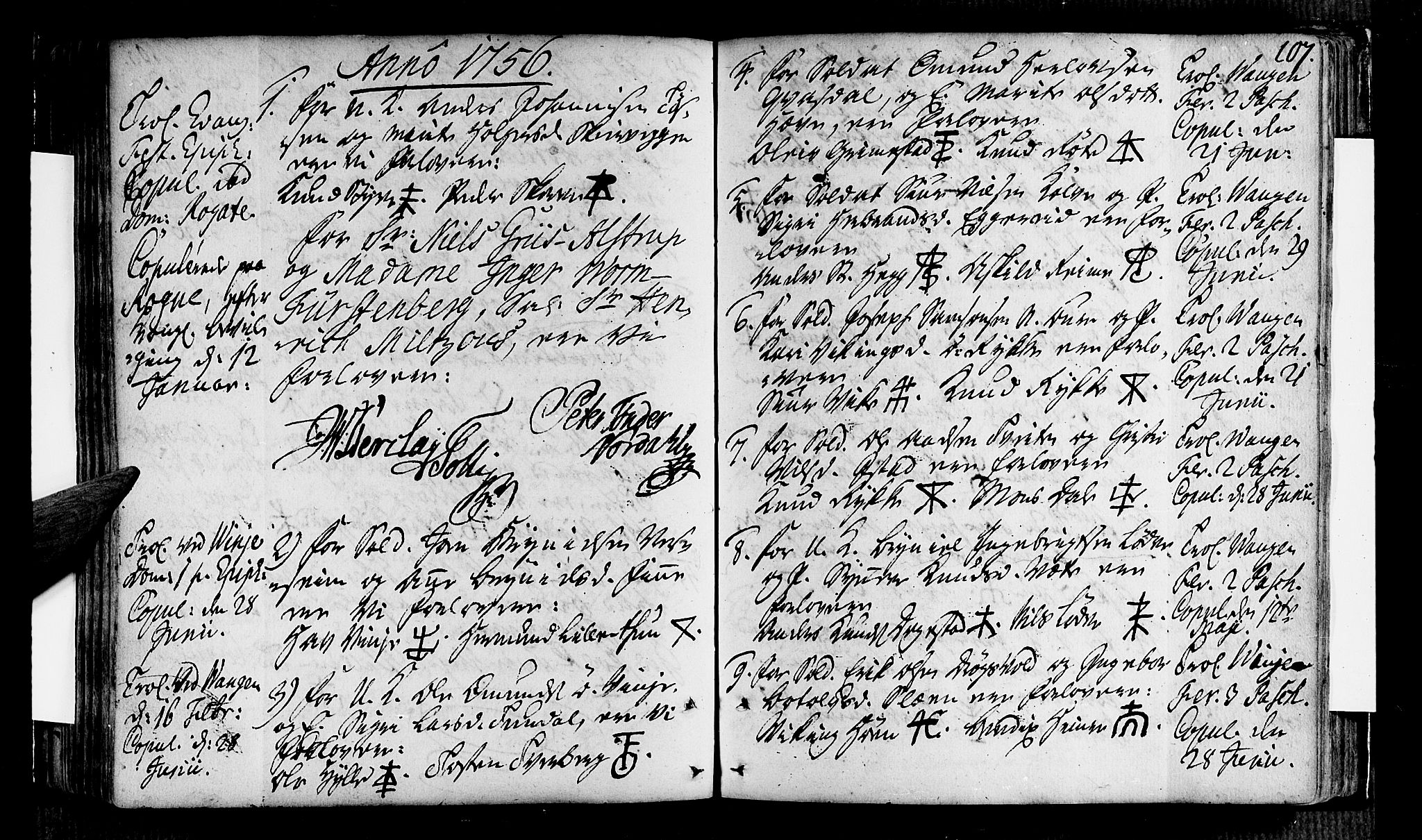 Voss sokneprestembete, AV/SAB-A-79001/H/Haa: Parish register (official) no. A 7, 1731-1773, p. 107