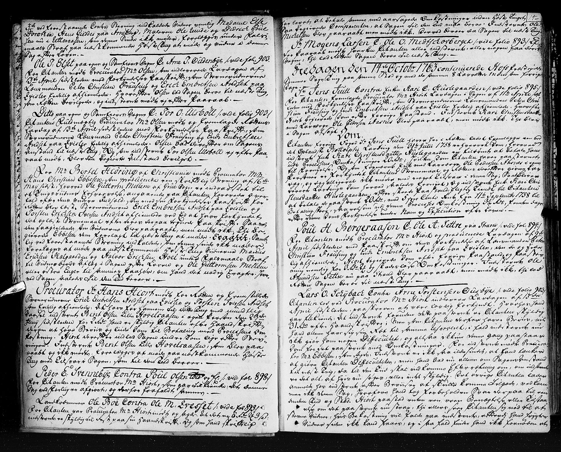 Solør og Østerdalen sorenskriveri, AV/SAH-TING-024/G/Gb/L0070: Tingbok, 1763-1766, p. 13b-14a
