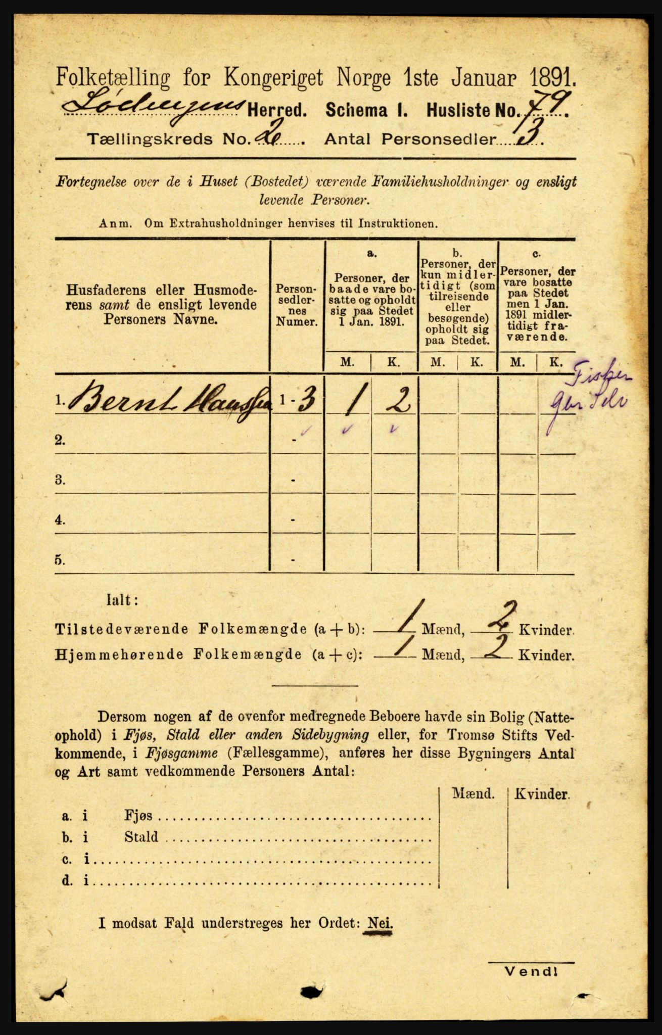 RA, 1891 census for 1851 Lødingen, 1891, p. 725