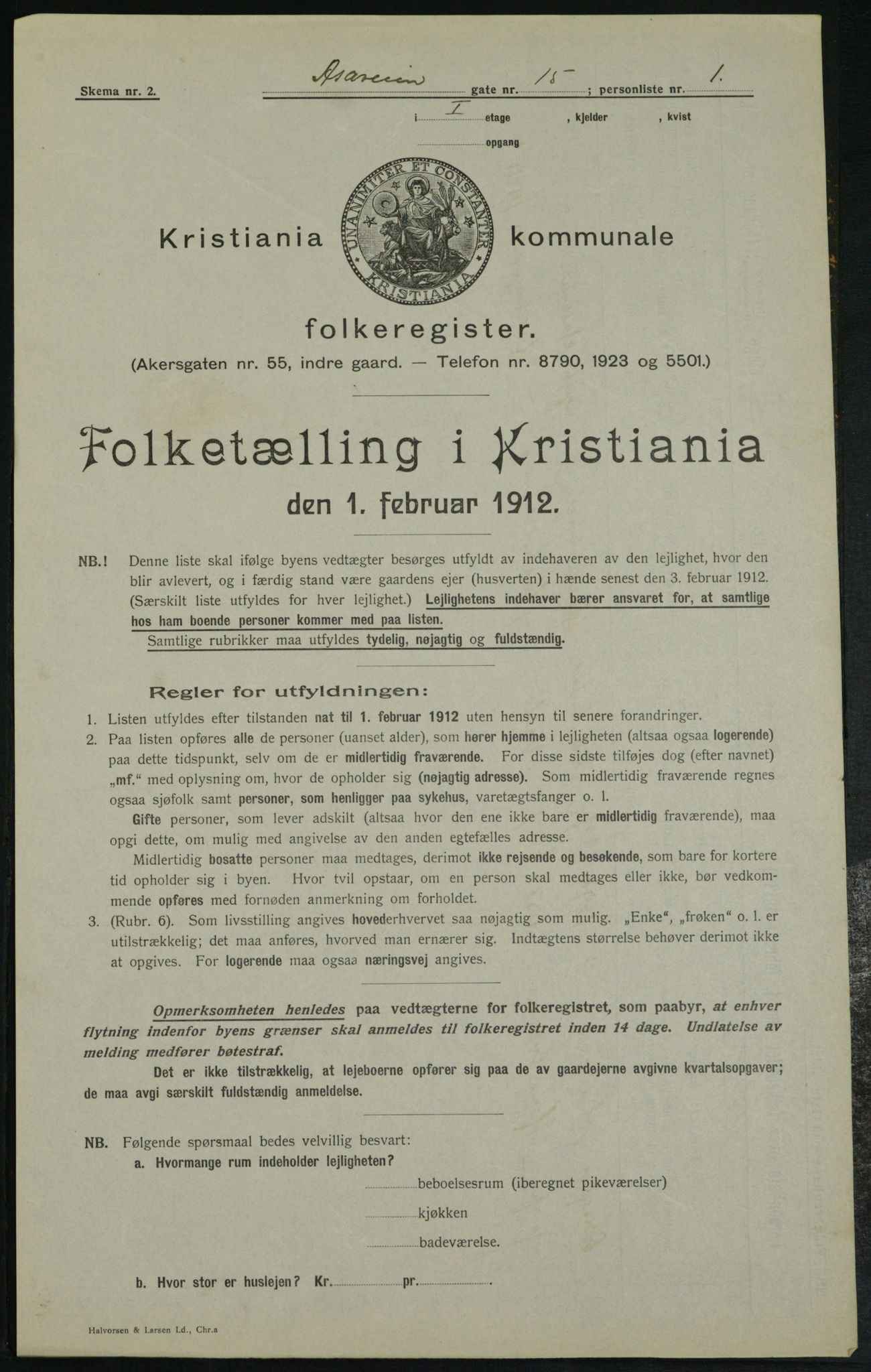 OBA, Municipal Census 1912 for Kristiania, 1912, p. 131072
