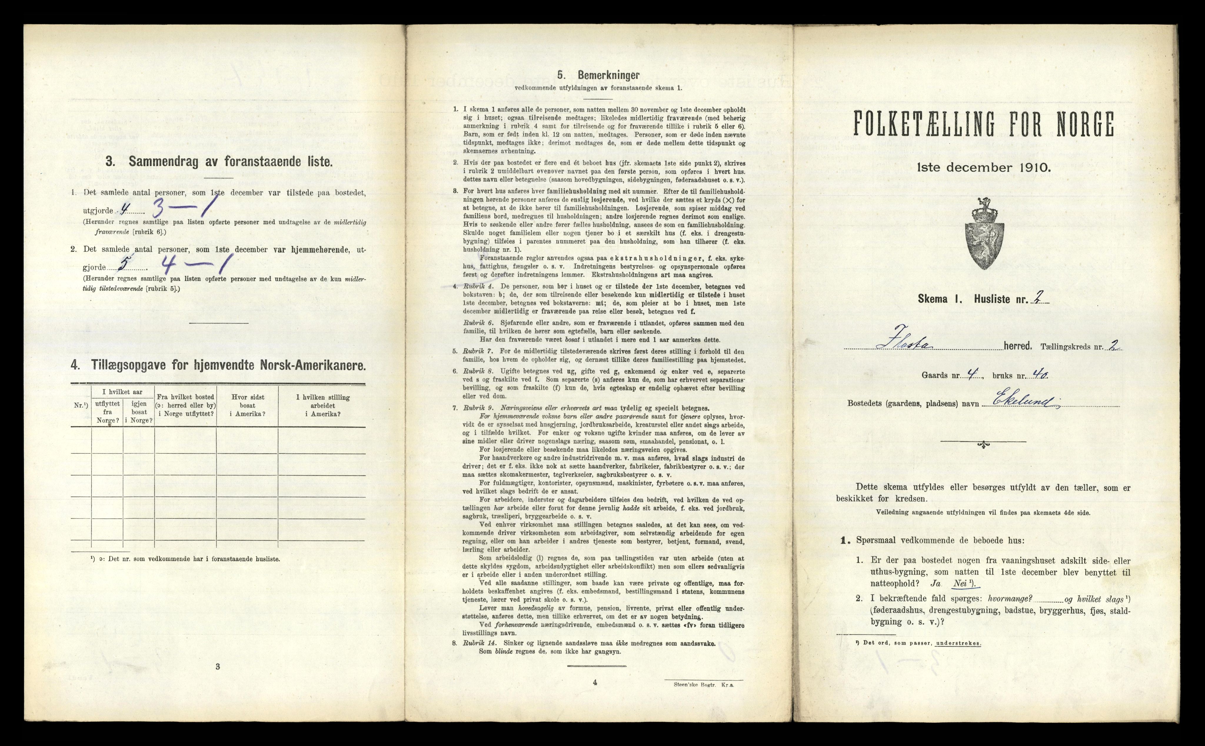 RA, 1910 census for Flosta, 1910, p. 317