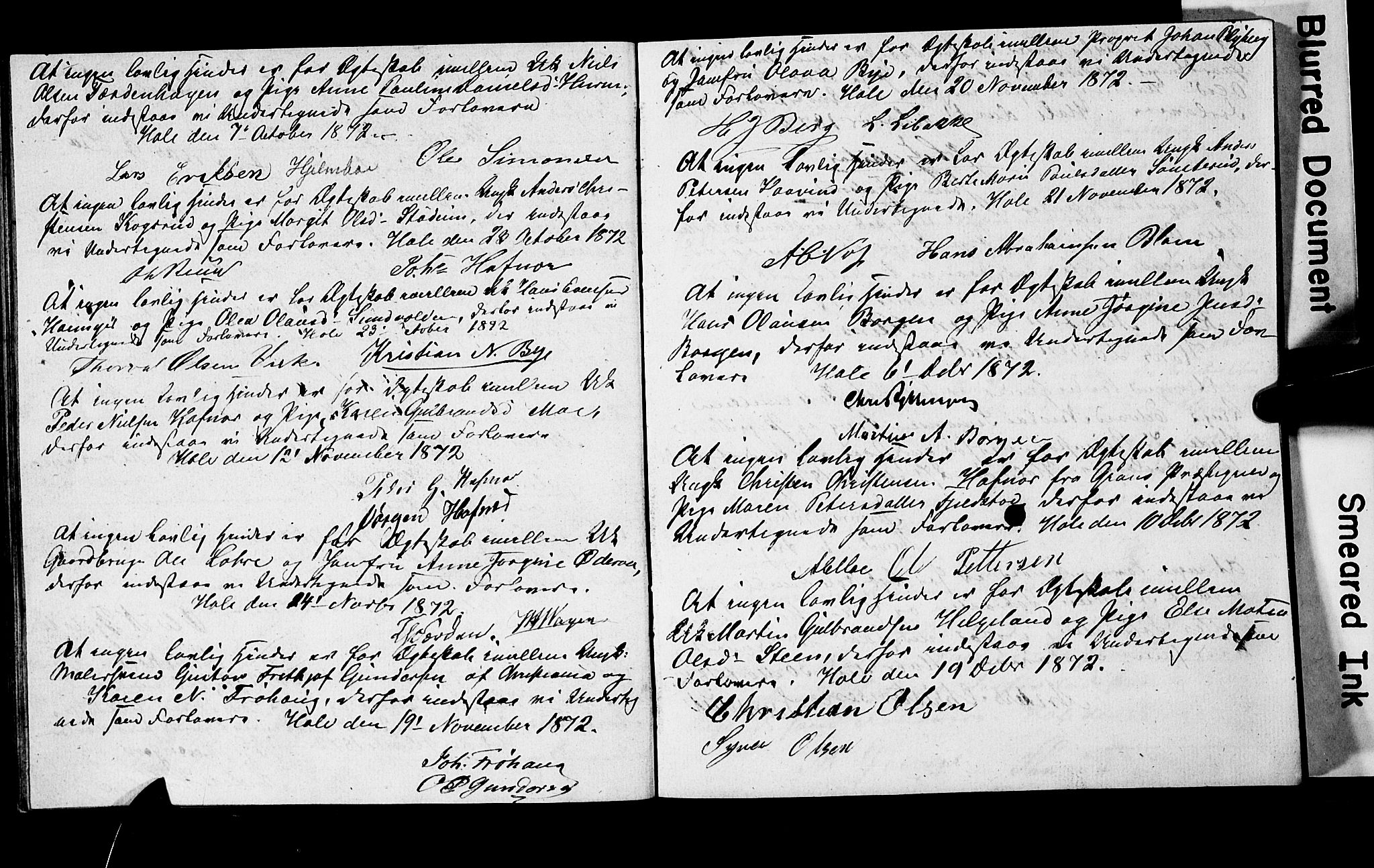 Hole kirkebøker, AV/SAKO-A-228/H/Hb/L0001: Best man's statements no. 1, 1855-1904