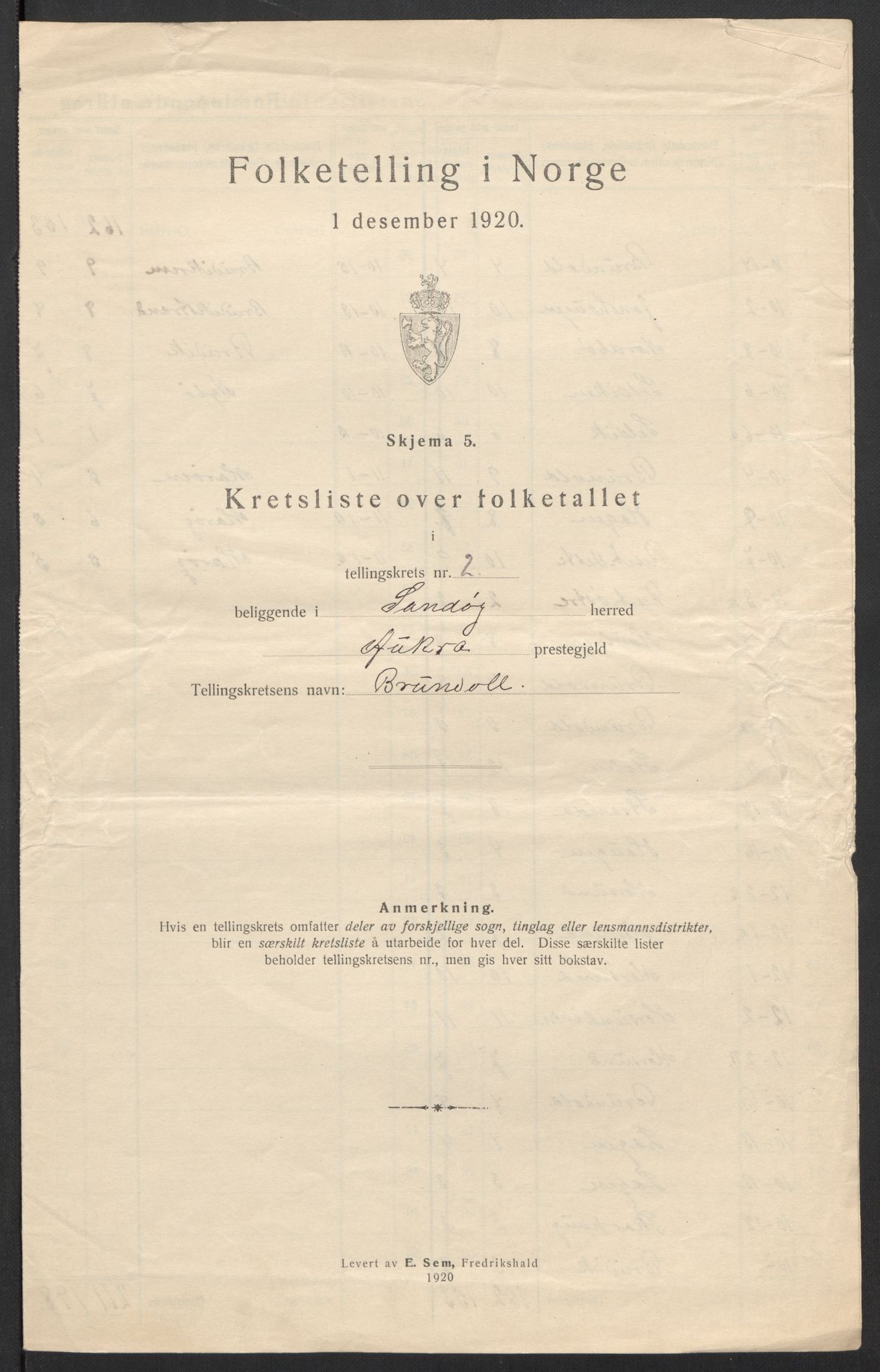 SAT, 1920 census for Sandøy, 1920, p. 9