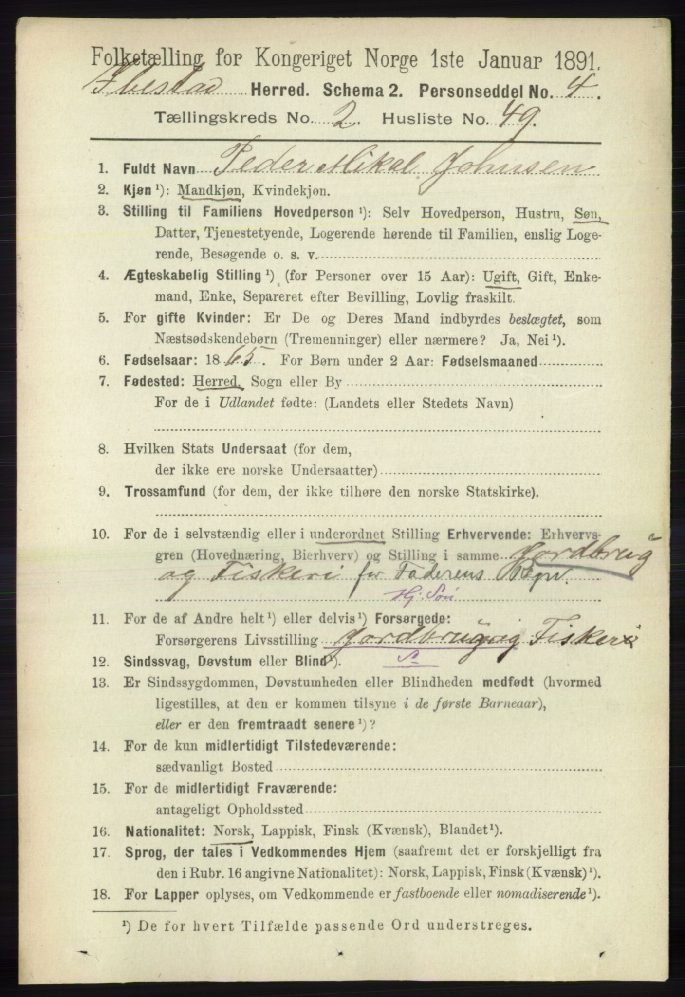 RA, 1891 census for 1917 Ibestad, 1891, p. 1223