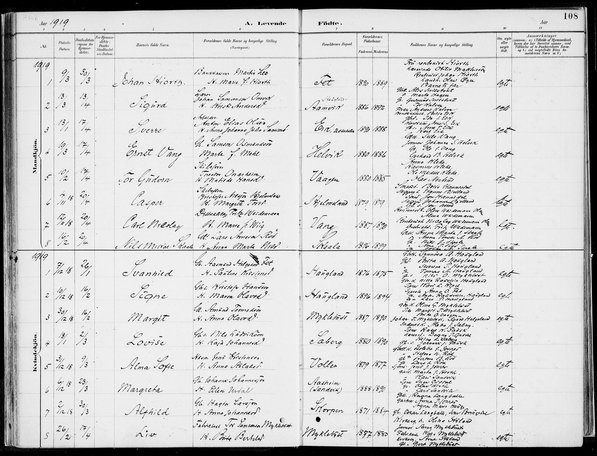 Kvinnherad sokneprestembete, SAB/A-76401/H/Haa: Parish register (official) no. B  1, 1887-1921, p. 108