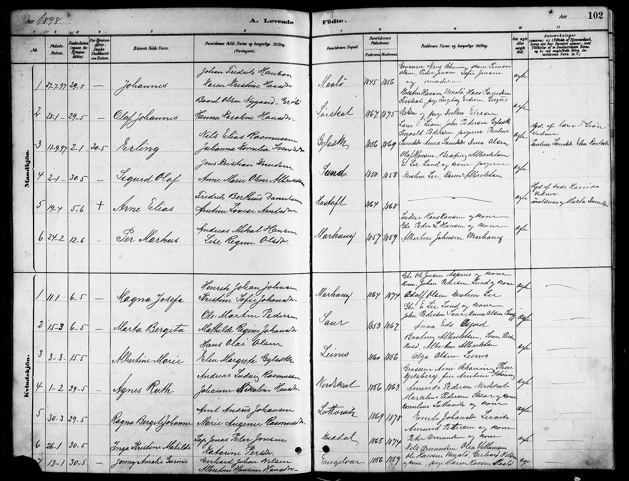 Ministerialprotokoller, klokkerbøker og fødselsregistre - Nordland, AV/SAT-A-1459/857/L0828: Parish register (copy) no. 857C03, 1879-1908, p. 102