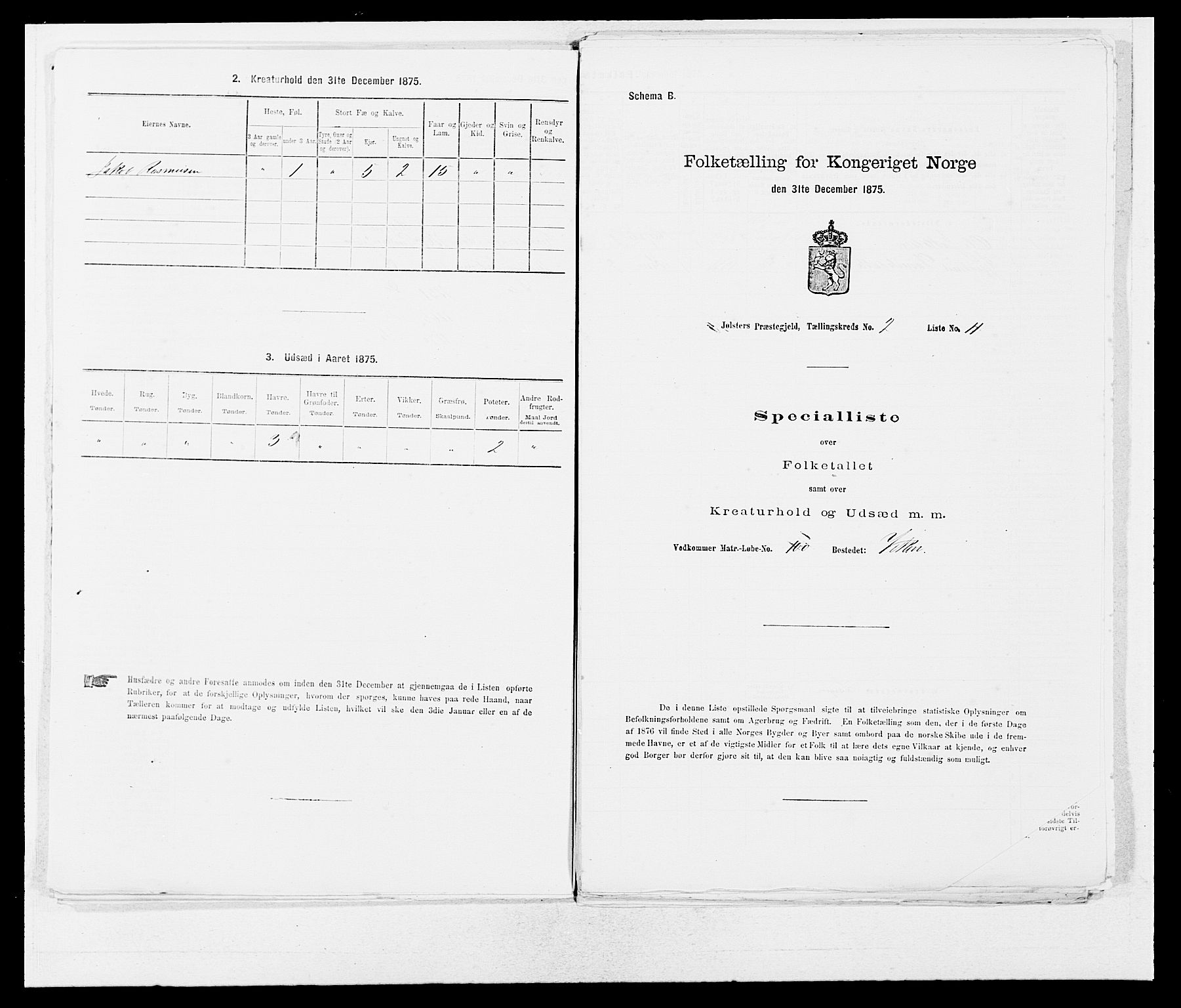 SAB, 1875 census for 1431P Jølster, 1875, p. 155