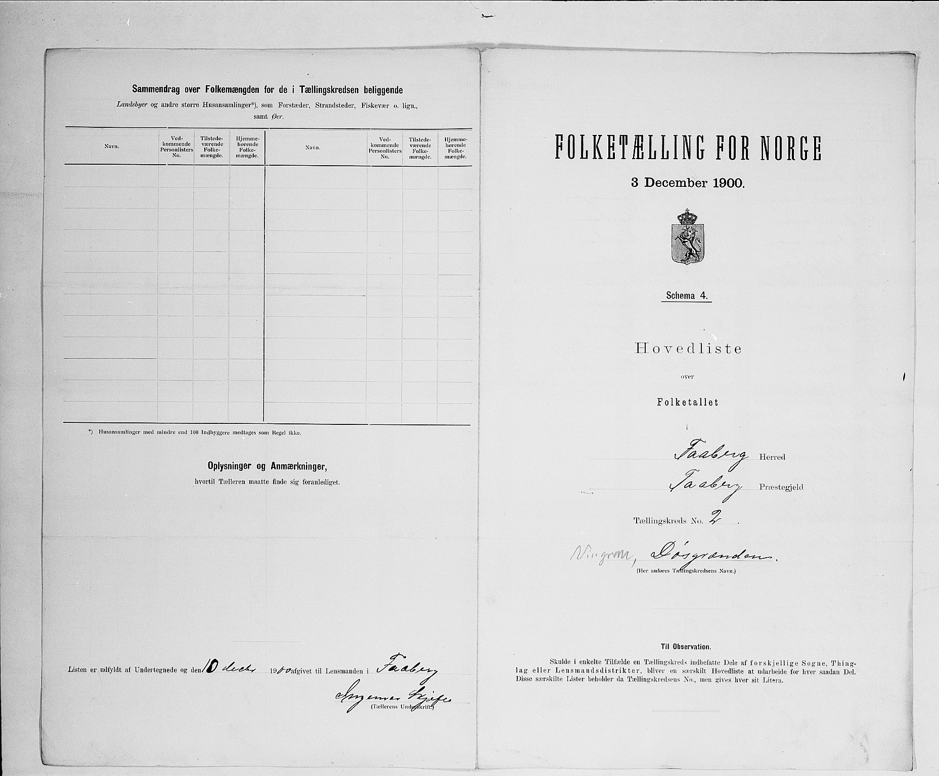 SAH, 1900 census for Fåberg, 1900, p. 34