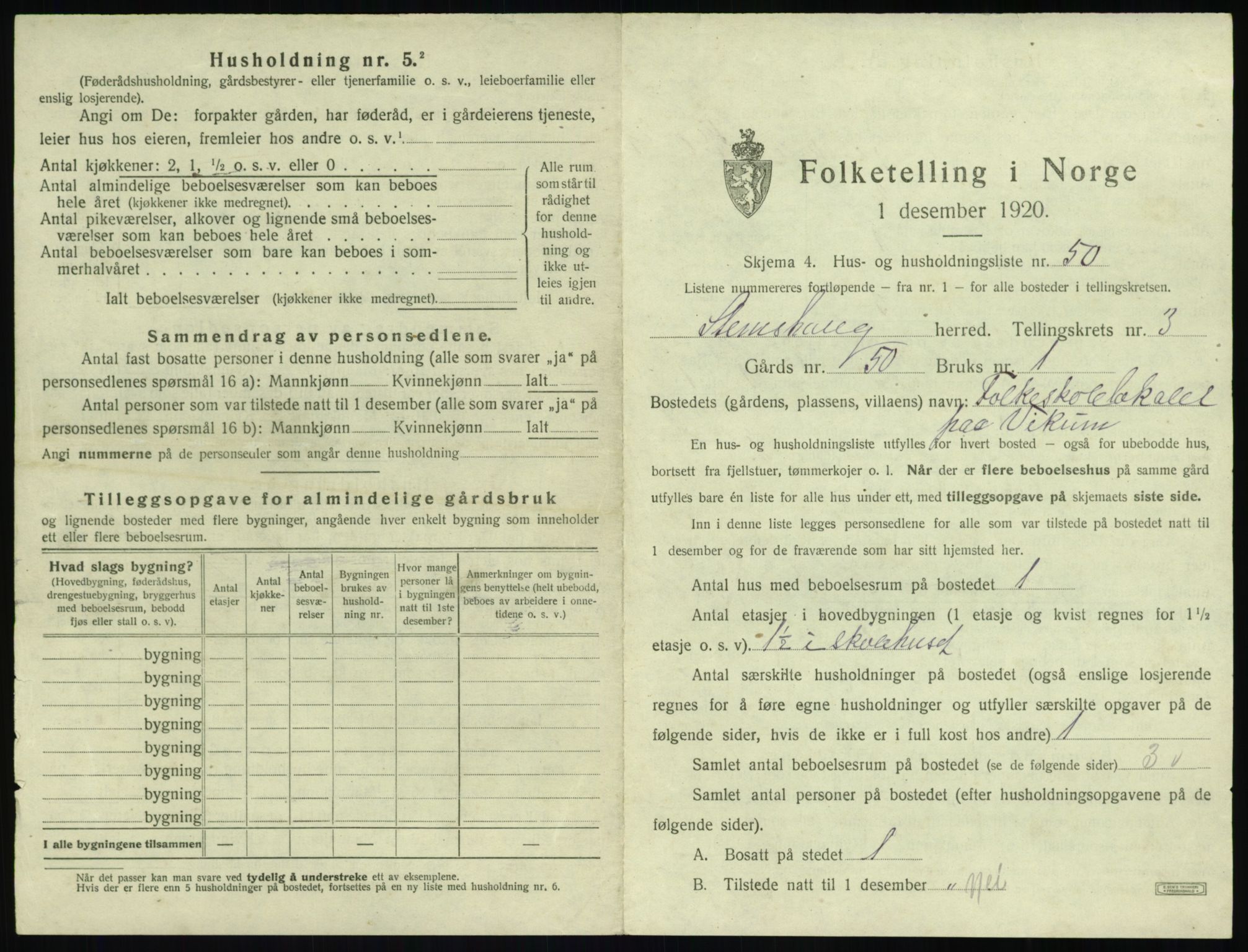 SAT, 1920 census for Stemshaug, 1920, p. 234