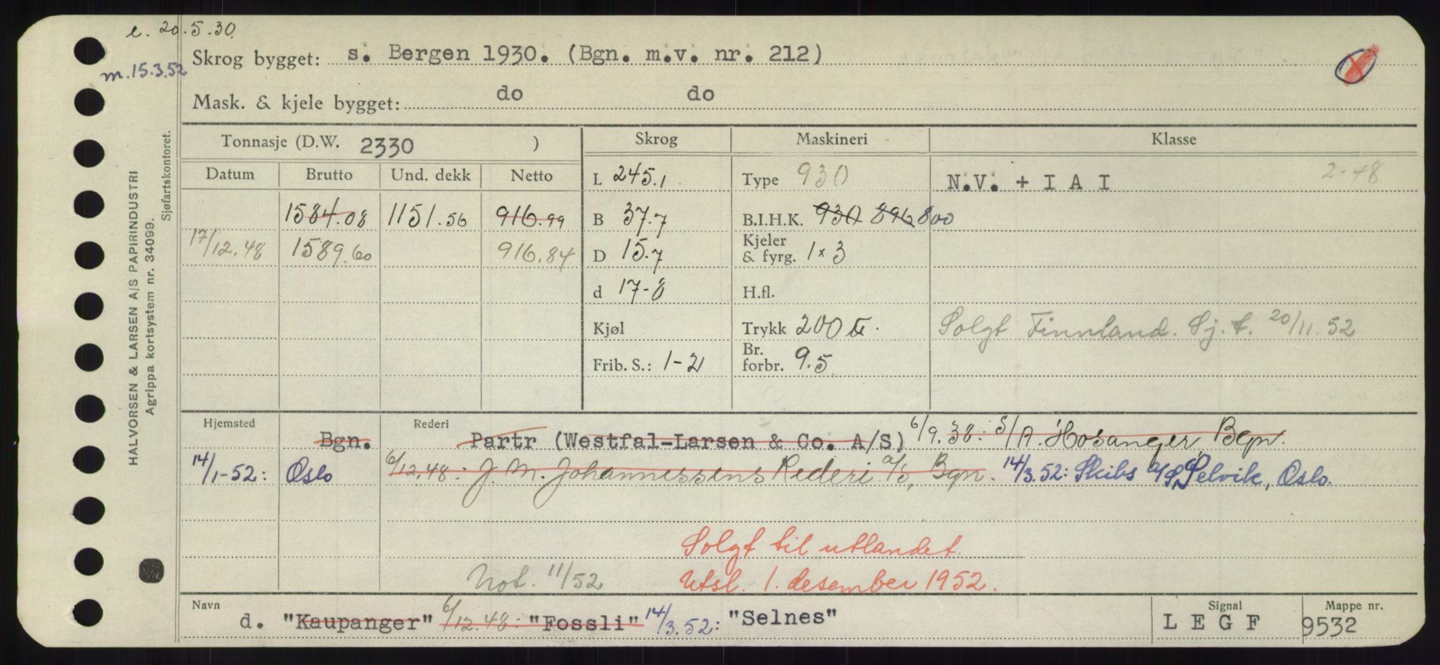 Sjøfartsdirektoratet med forløpere, Skipsmålingen, RA/S-1627/H/Hd/L0032: Fartøy, San-Seve, p. 455