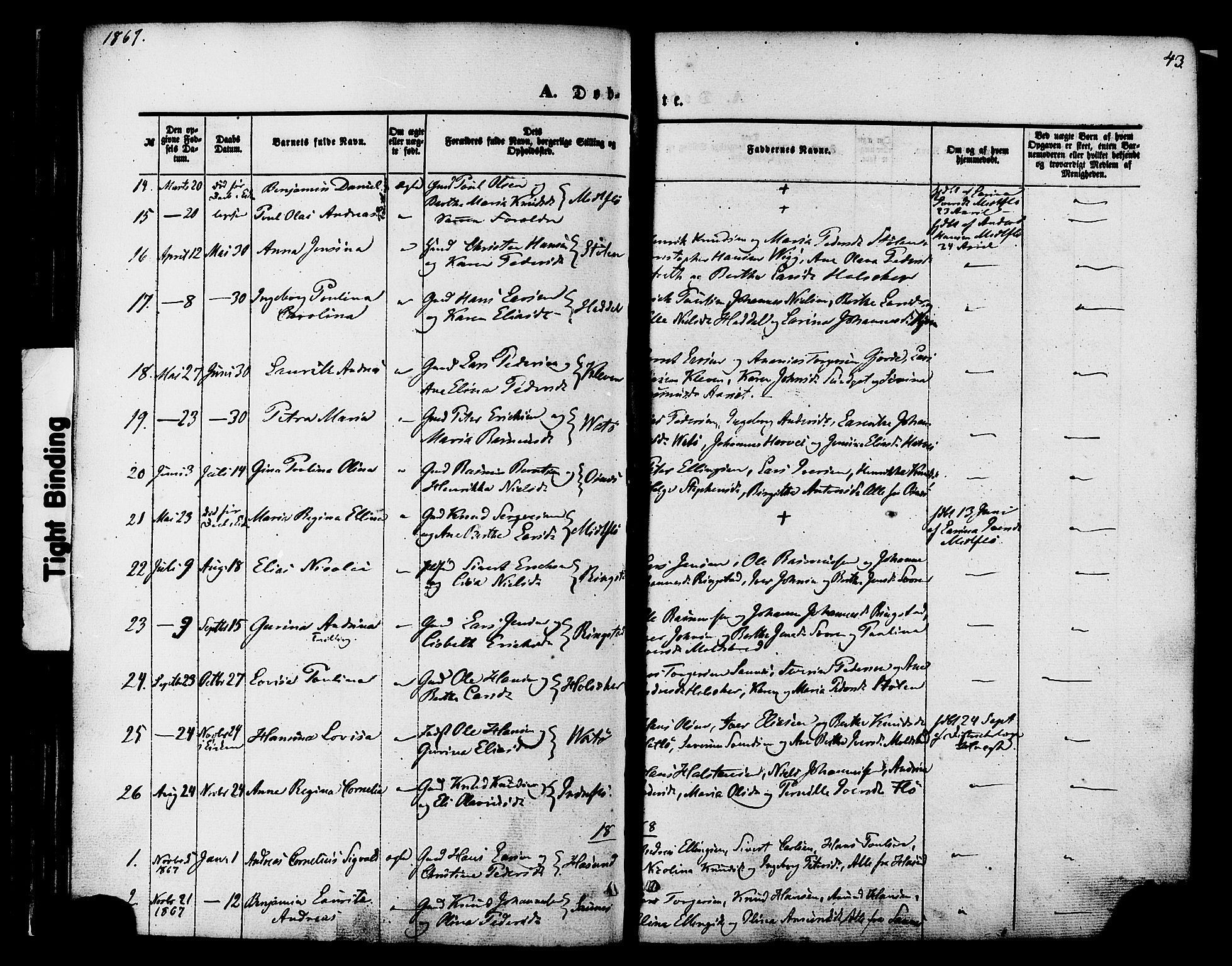 Ministerialprotokoller, klokkerbøker og fødselsregistre - Møre og Romsdal, AV/SAT-A-1454/509/L0105: Parish register (official) no. 509A03, 1848-1882, p. 43