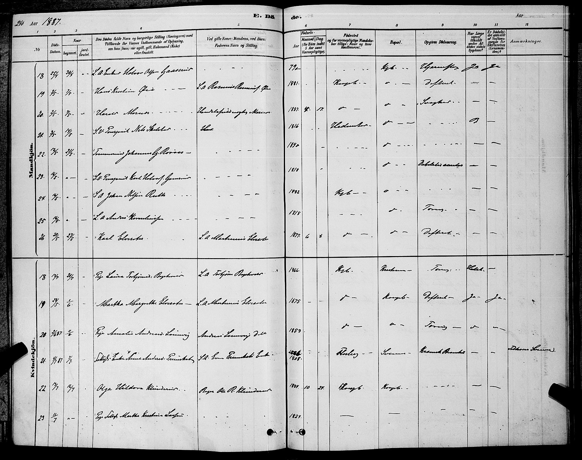 Kongsberg kirkebøker, AV/SAKO-A-22/G/Ga/L0005: Parish register (copy) no. 5, 1878-1889, p. 240