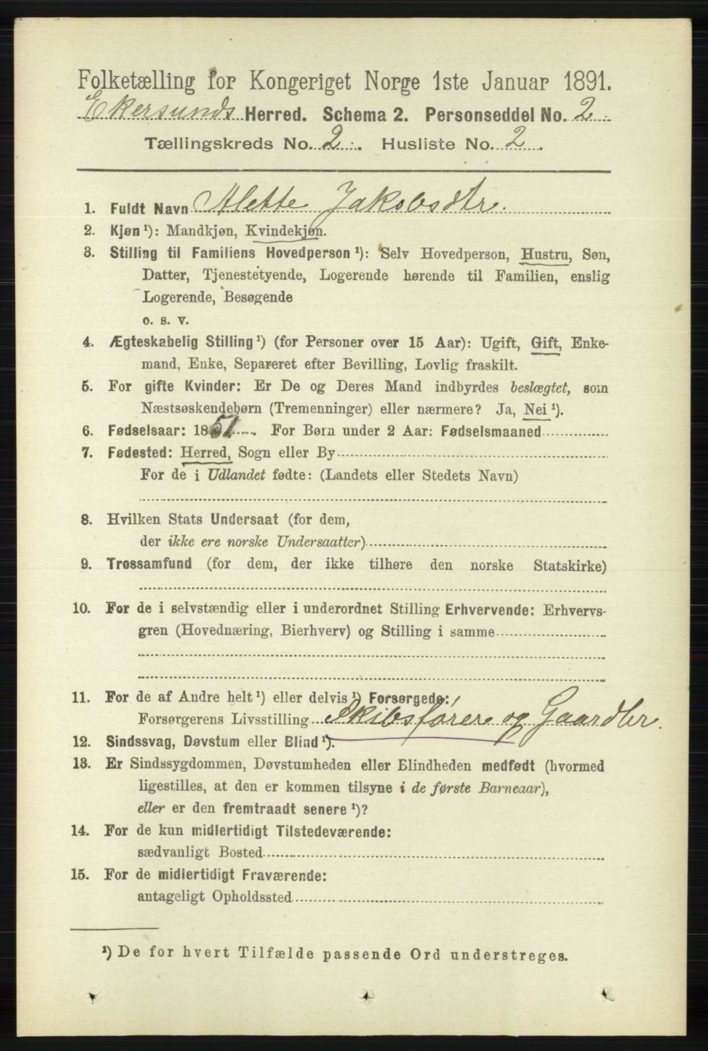 RA, 1891 census for 1116 Eigersund herred, 1891, p. 459