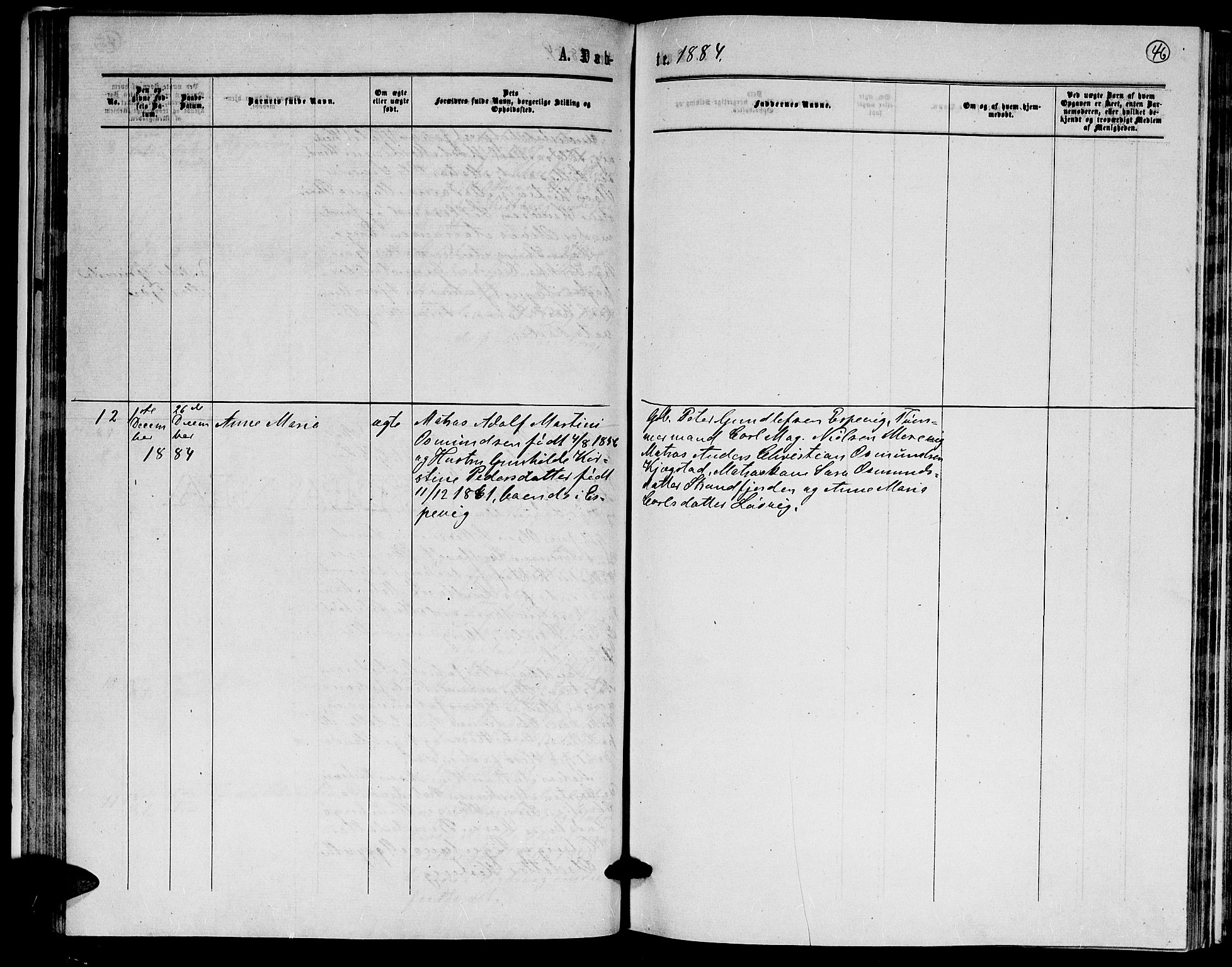 Hommedal sokneprestkontor, AV/SAK-1111-0023/F/Fb/Fba/L0003: Parish register (copy) no. B 3, 1863-1884, p. 46