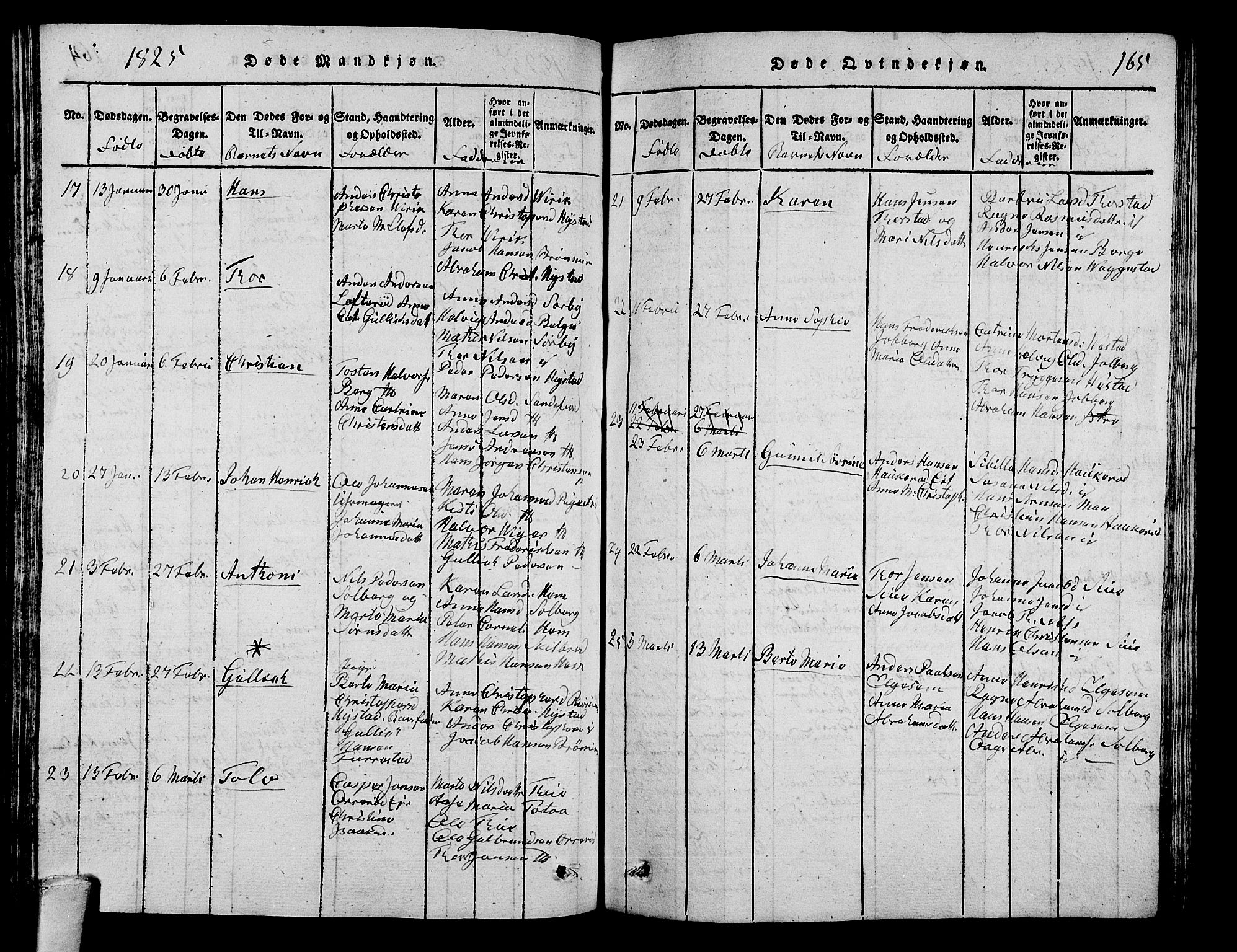Sandar kirkebøker, SAKO/A-243/G/Ga/L0001: Parish register (copy) no. 1, 1814-1835, p. 165
