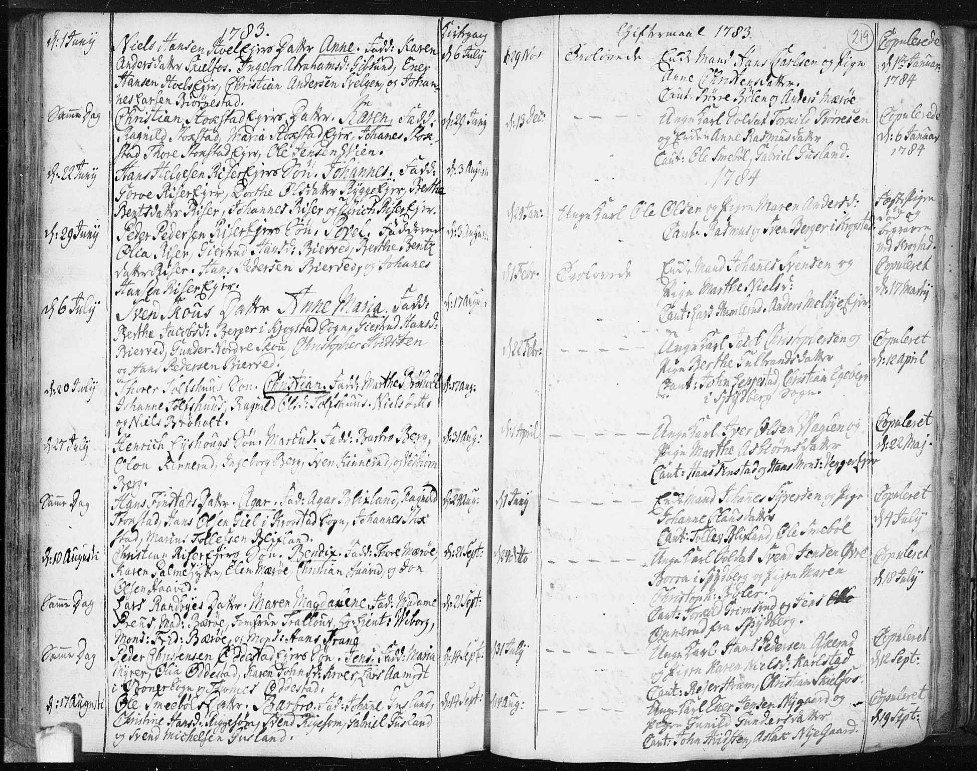 Hobøl prestekontor Kirkebøker, AV/SAO-A-2002/F/Fa/L0001: Parish register (official) no. I 1, 1733-1814, p. 219