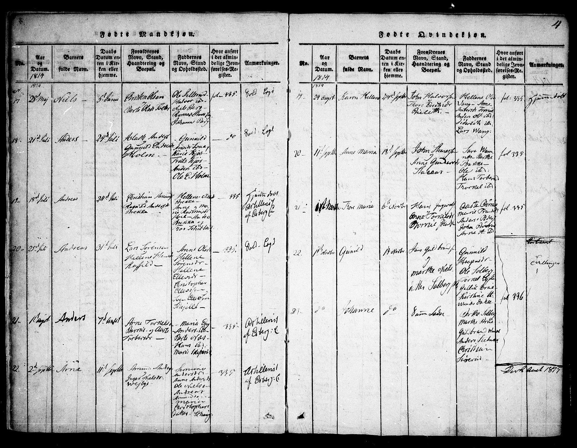 Skiptvet prestekontor Kirkebøker, AV/SAO-A-20009/F/Fa/L0005: Parish register (official) no. 5, 1814-1838, p. 4