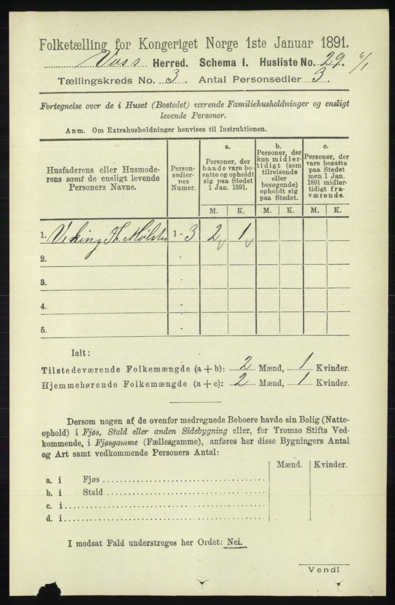 RA, 1891 census for 1235 Voss, 1891, p. 1161