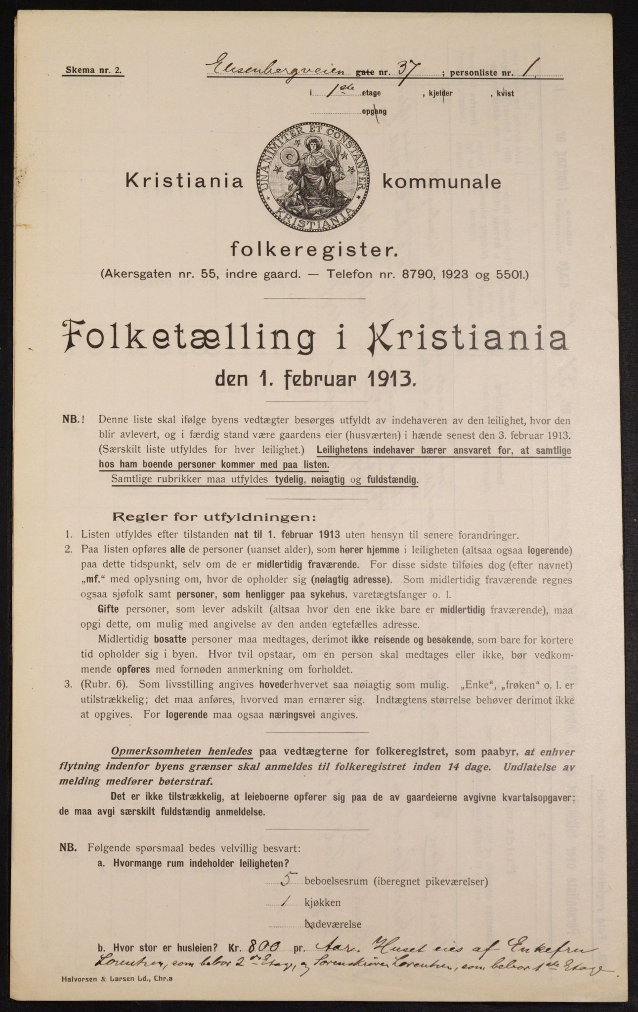 OBA, Municipal Census 1913 for Kristiania, 1913, p. 20953