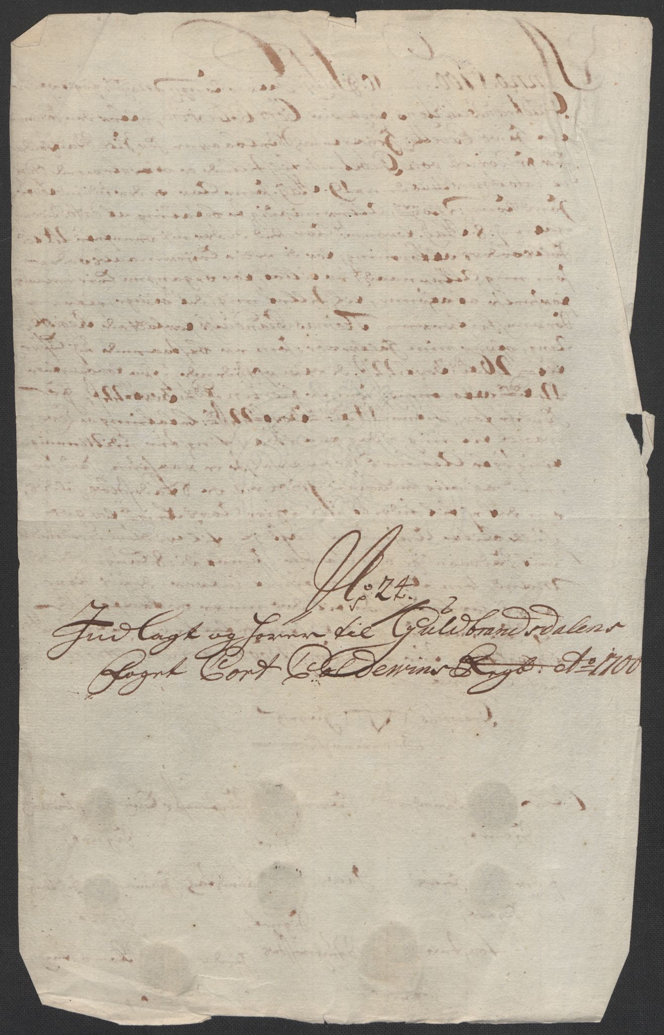 Rentekammeret inntil 1814, Reviderte regnskaper, Fogderegnskap, AV/RA-EA-4092/R17/L1173: Fogderegnskap Gudbrandsdal, 1700, p. 232