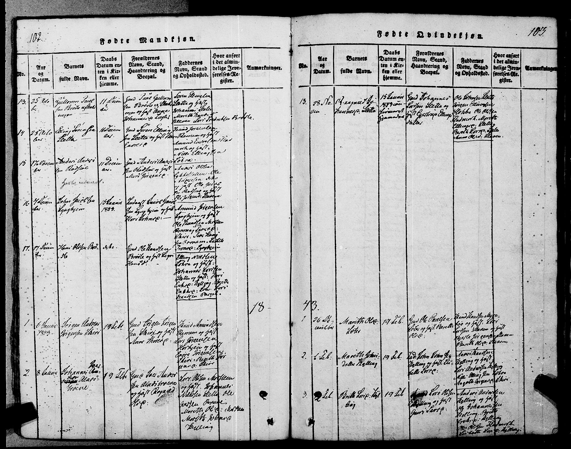 Ministerialprotokoller, klokkerbøker og fødselsregistre - Møre og Romsdal, SAT/A-1454/546/L0593: Parish register (official) no. 546A01, 1818-1853, p. 102-103