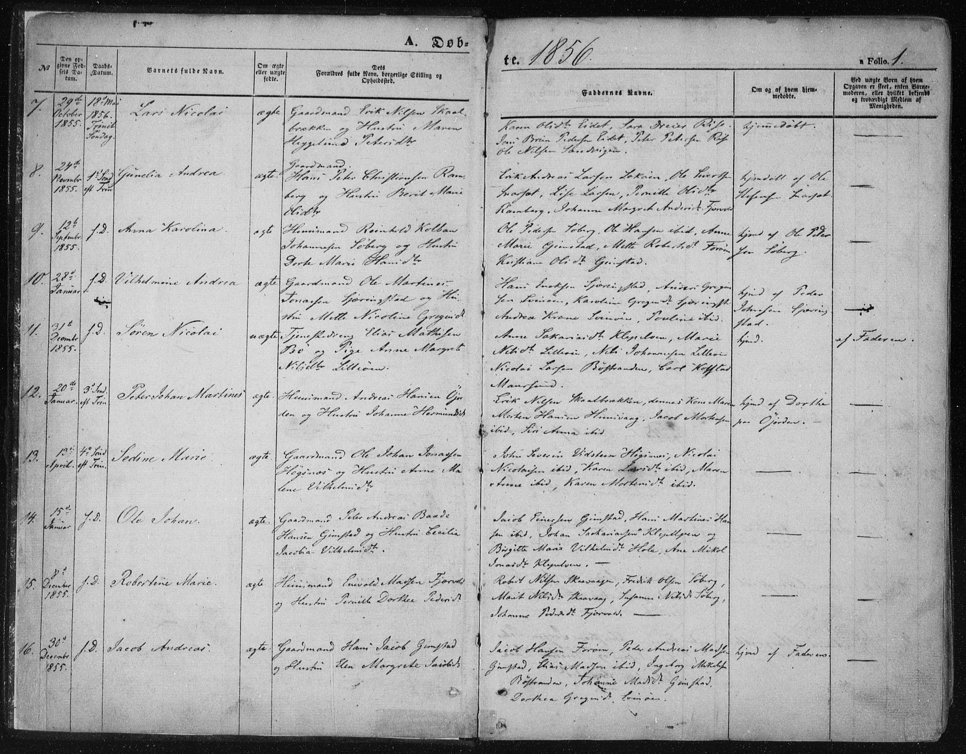 Ministerialprotokoller, klokkerbøker og fødselsregistre - Nordland, SAT/A-1459/891/L1300: Parish register (official) no. 891A05, 1856-1870, p. 1