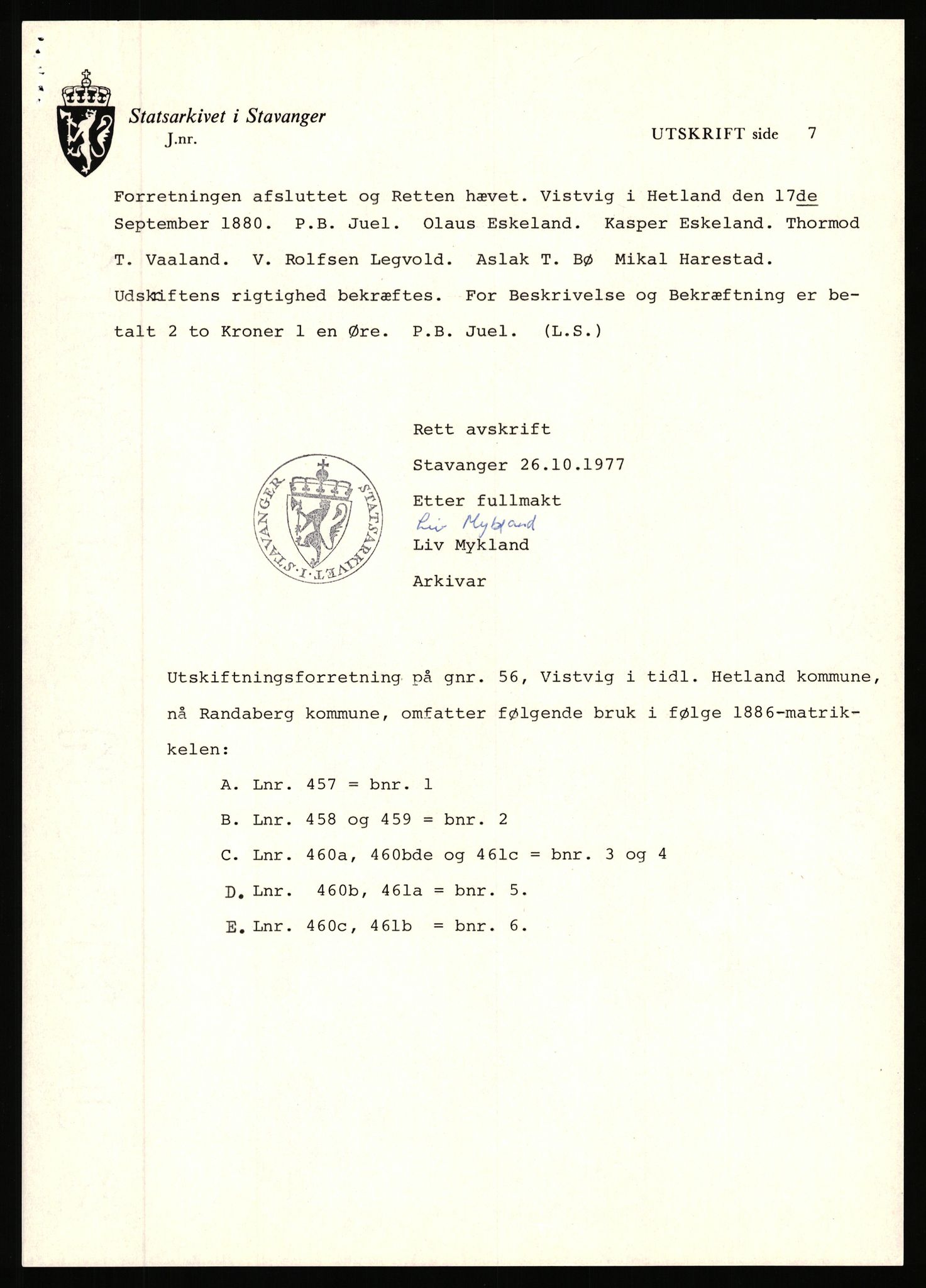 Statsarkivet i Stavanger, SAST/A-101971/03/Y/Yj/L0096: Avskrifter sortert etter gårdsnavn: Vistad - Vågen søndre, 1750-1930, p. 181