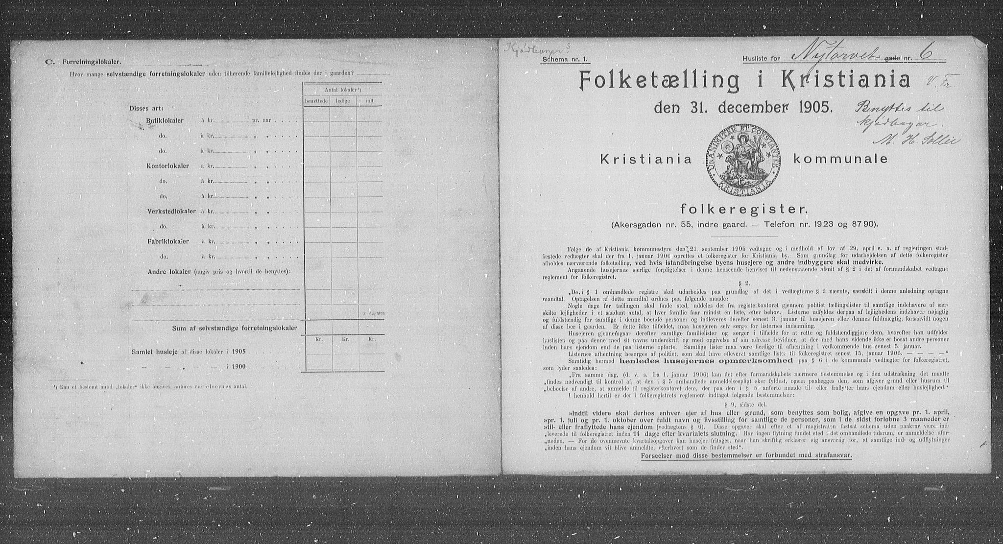 OBA, Municipal Census 1905 for Kristiania, 1905, p. 39059