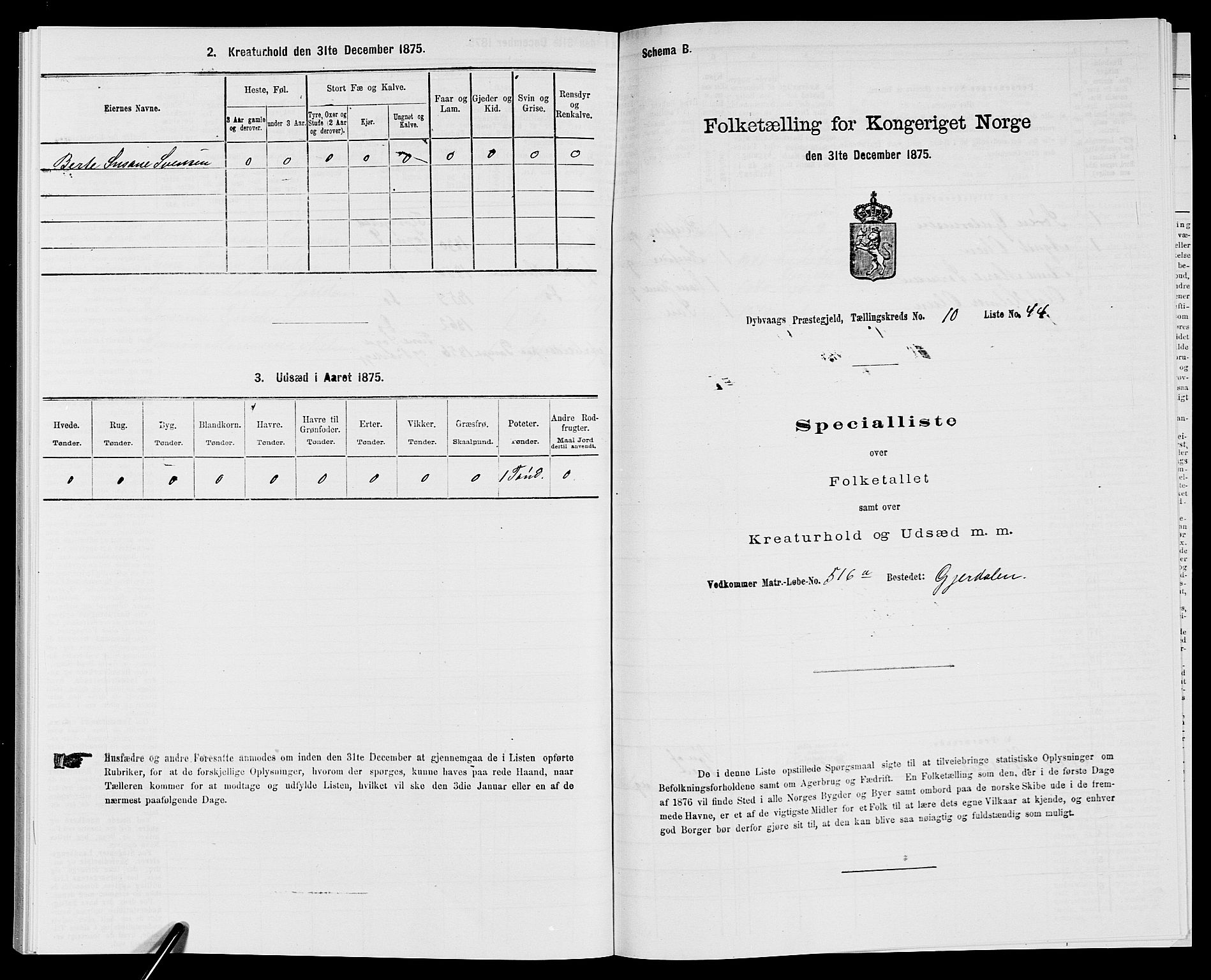 SAK, 1875 census for 0915P Dypvåg, 1875, p. 1395