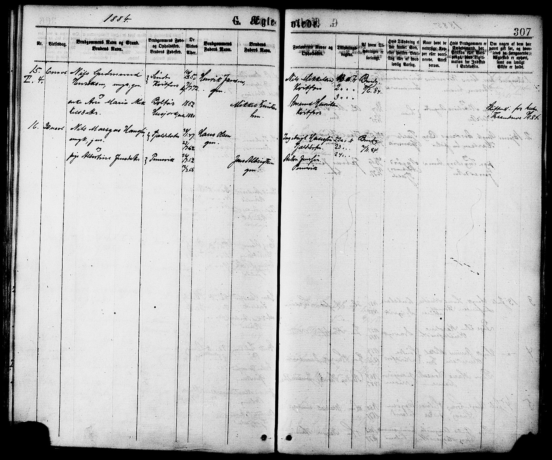 Ministerialprotokoller, klokkerbøker og fødselsregistre - Nordland, AV/SAT-A-1459/863/L0897: Parish register (official) no. 863A09, 1872-1886, p. 307