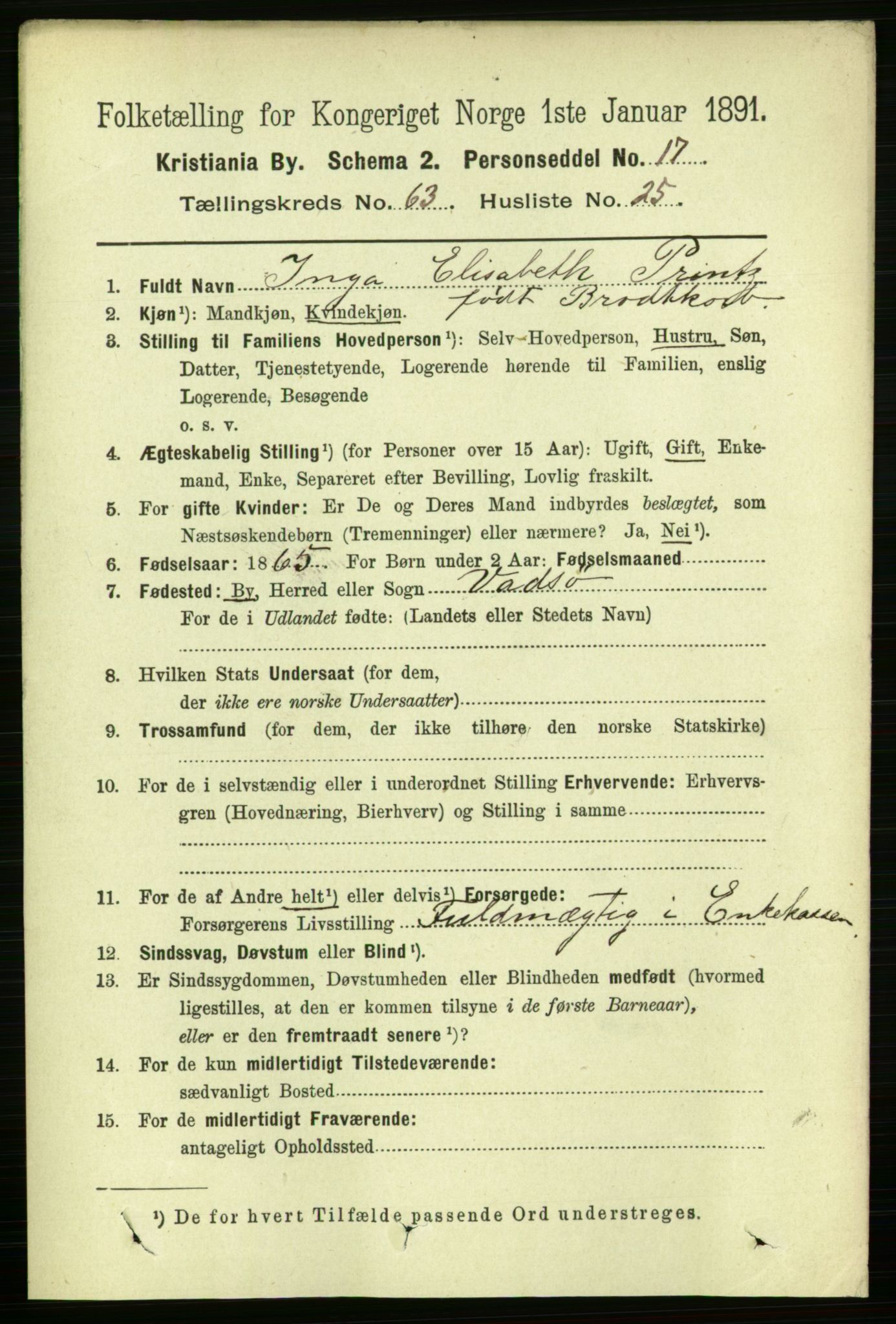 RA, 1891 census for 0301 Kristiania, 1891, p. 34198
