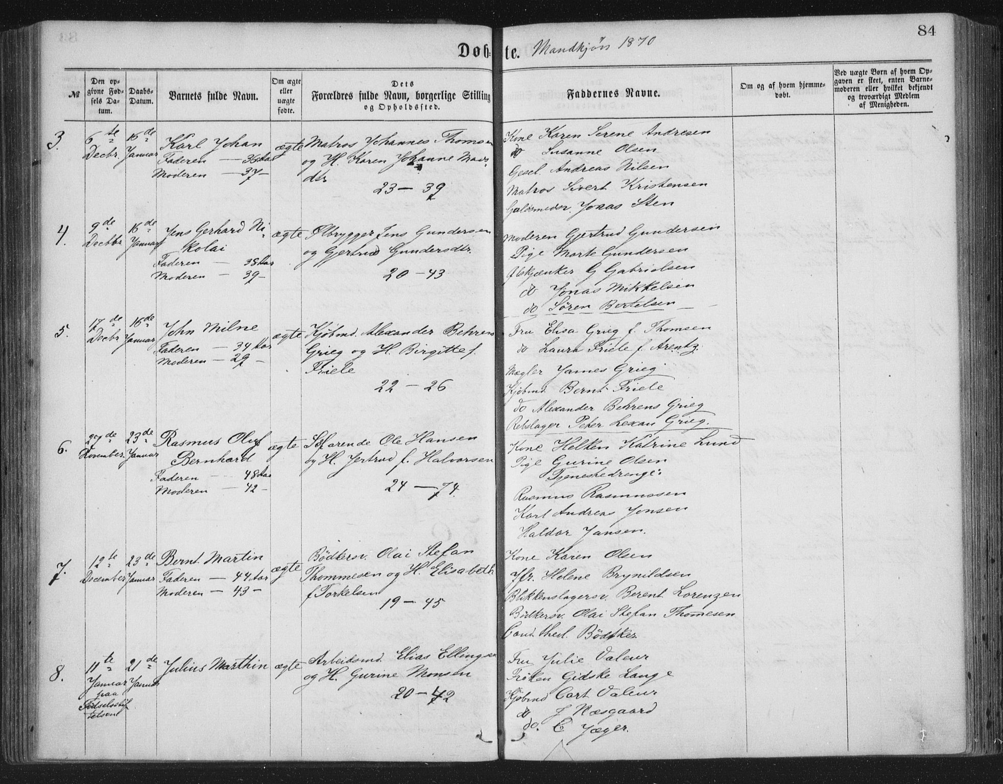 Korskirken sokneprestembete, AV/SAB-A-76101/H/Haa/L0019: Parish register (official) no. B 5, 1866-1871, p. 84