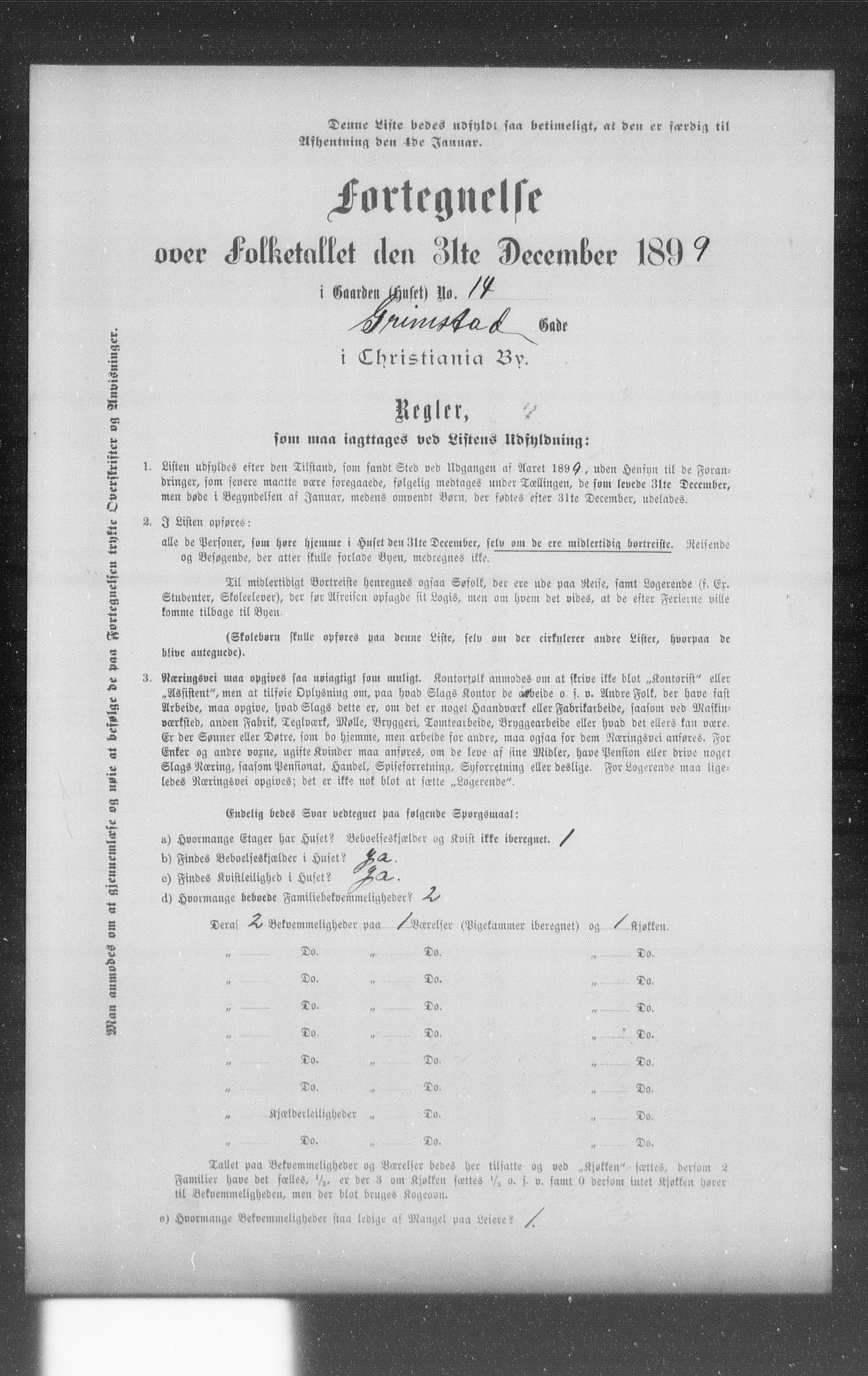 OBA, Municipal Census 1899 for Kristiania, 1899, p. 3999