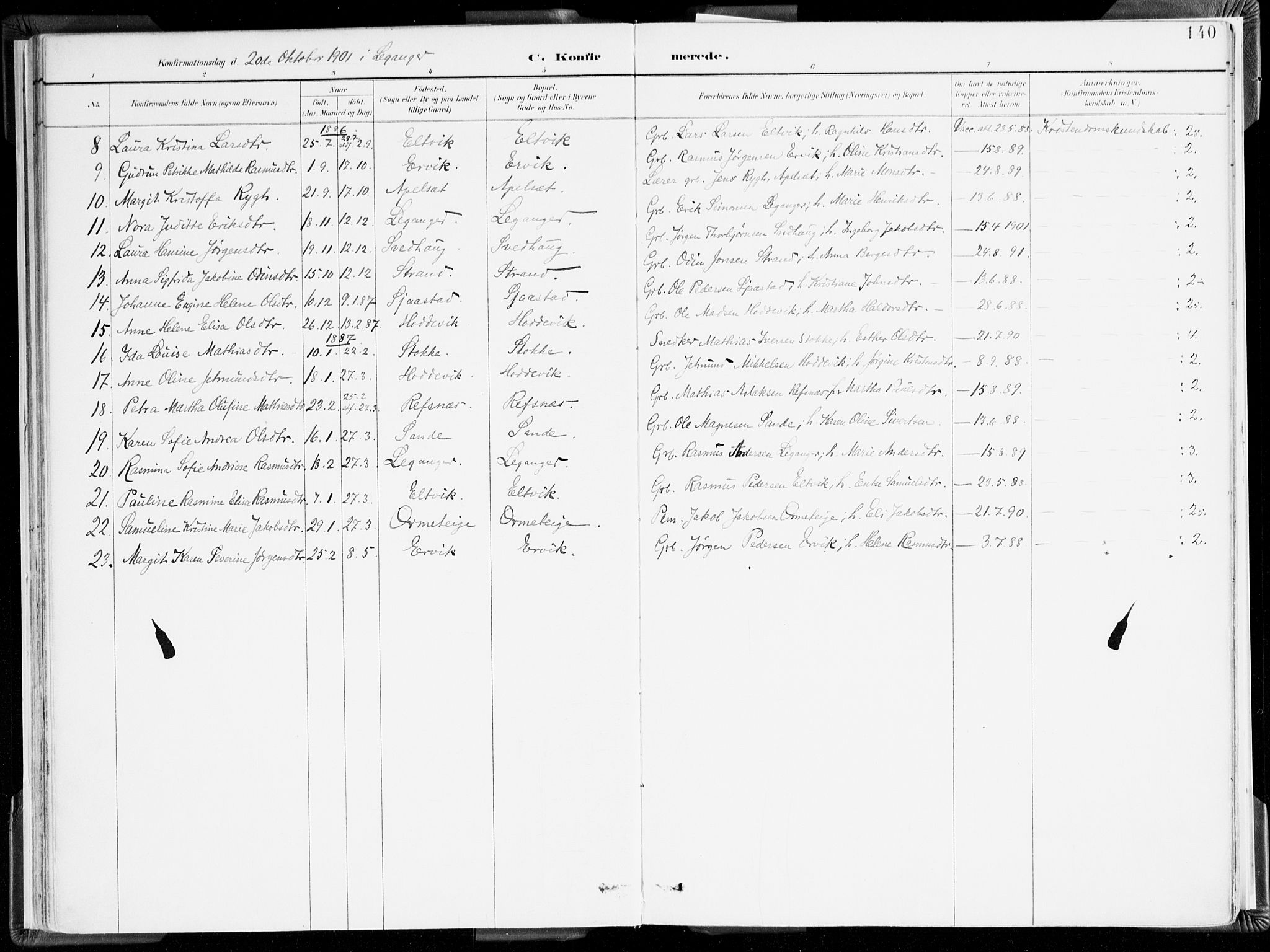 Selje sokneprestembete, AV/SAB-A-99938/H/Ha/Haa/Haab: Parish register (official) no. B 2, 1891-1907, p. 140