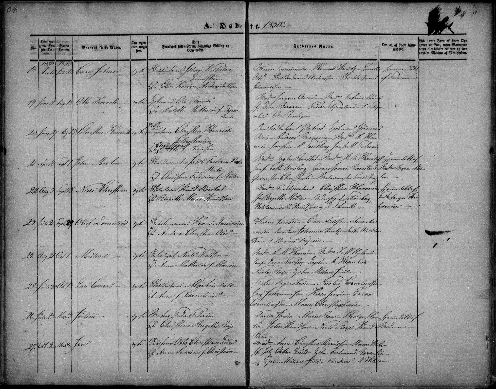Arendal sokneprestkontor, Trefoldighet, SAK/1111-0040/F/Fa/L0005: Parish register (official) no. A 5, 1838-1854, p. 34