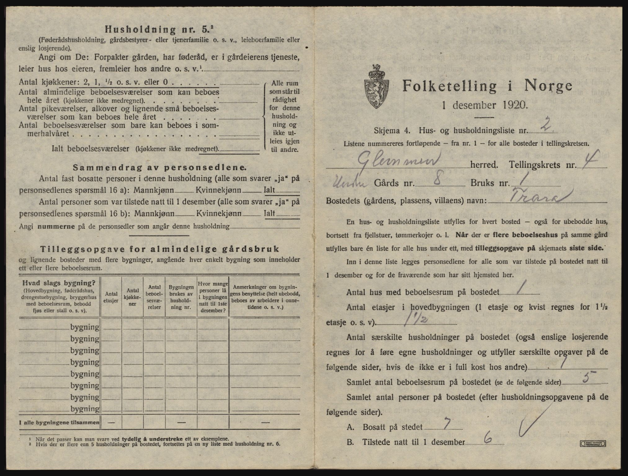 SAO, 1920 census for Glemmen, 1920, p. 1189