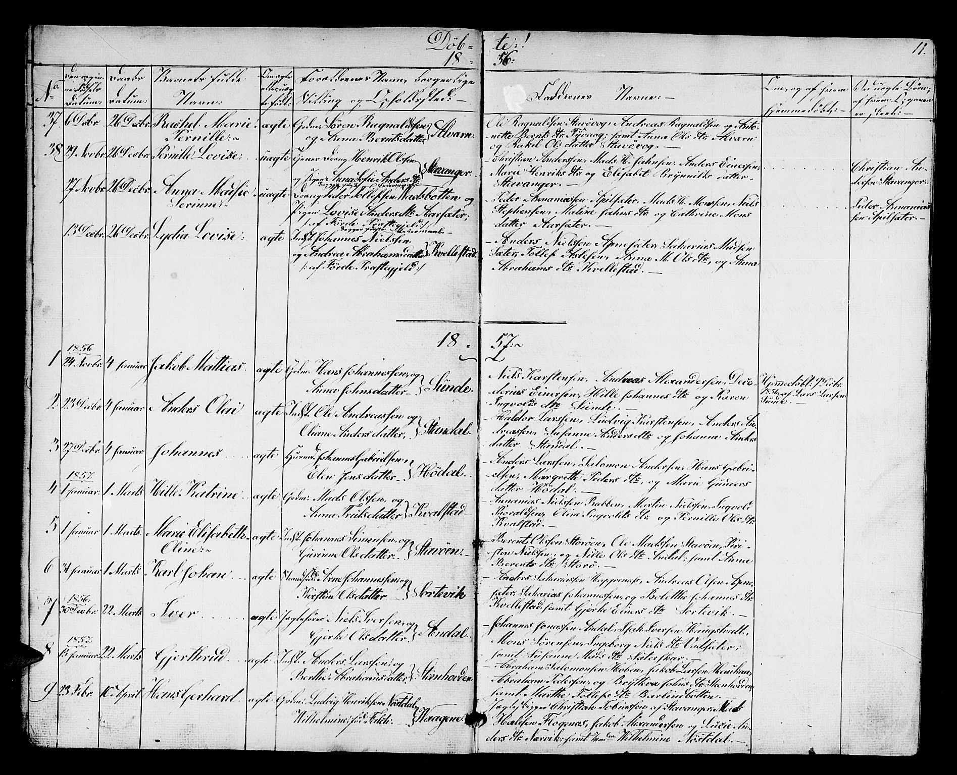 Kinn sokneprestembete, SAB/A-80801/H/Hab/Habc/L0001: Parish register (copy) no. C 1, 1854-1868, p. 11