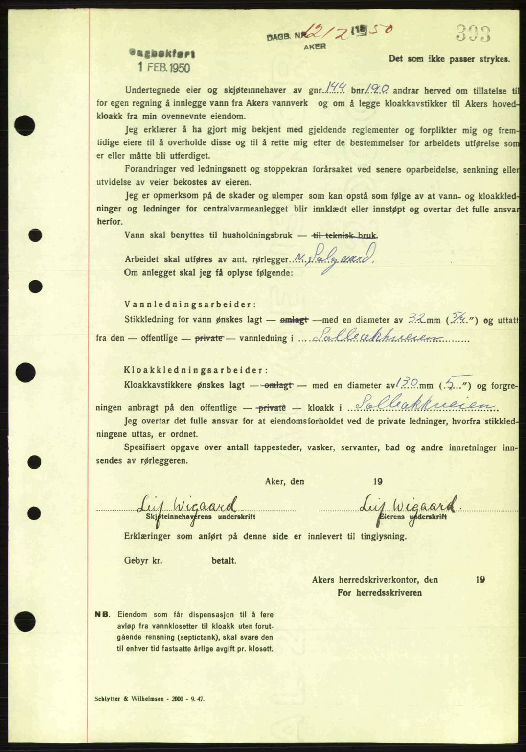 Oslo byskriverembete, AV/SAO-A-10227/G/Gb/Gbd/Gbda/L0017: Mortgage book no. A215, 1949-1950, Diary no: : 1212/1950