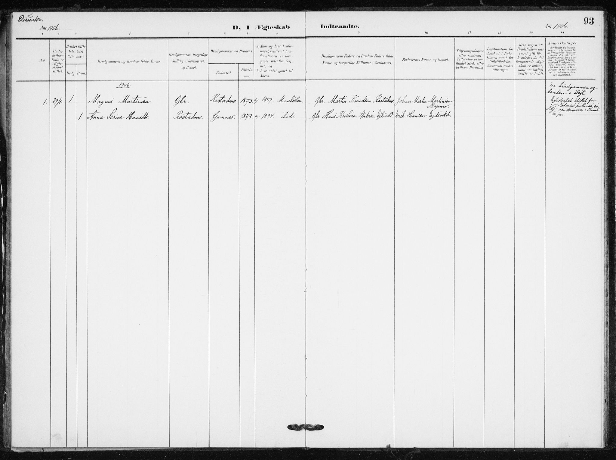 Målselv sokneprestembete, SATØ/S-1311/G/Ga/Gaa/L0012kirke: Parish register (official) no. 12, 1903-1920, p. 93