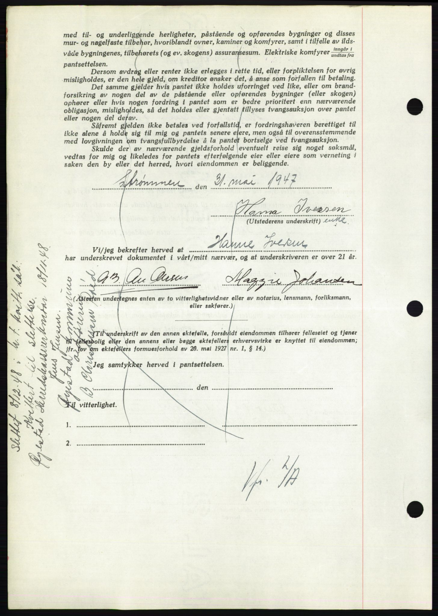 Nedenes sorenskriveri, AV/SAK-1221-0006/G/Gb/Gbb/L0004: Mortgage book no. B4, 1947-1947, Diary no: : 1231/1947