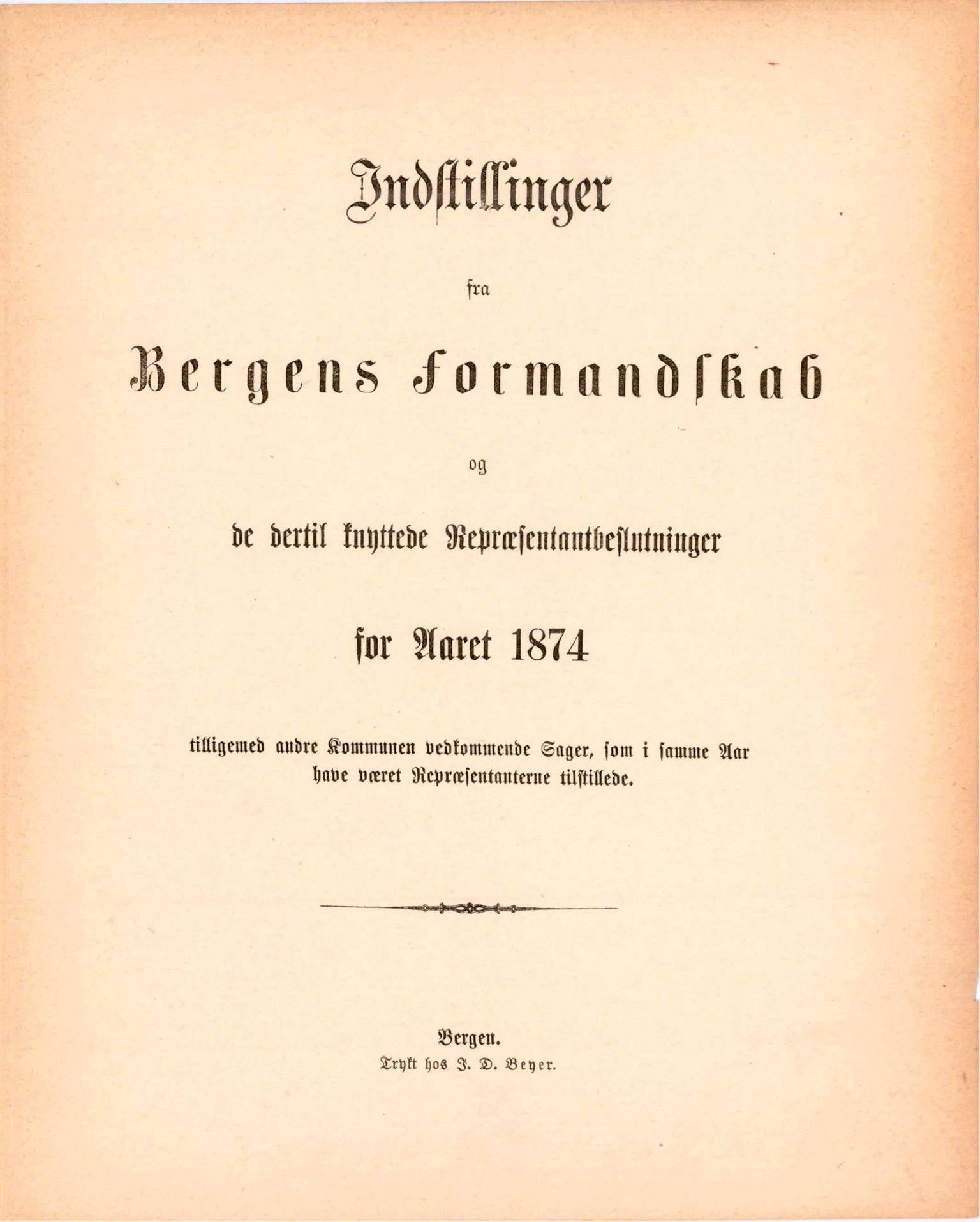 Bergen kommune. Formannskapet, BBA/A-0003/Ad/L0029: Bergens Kommuneforhandlinger, 1874