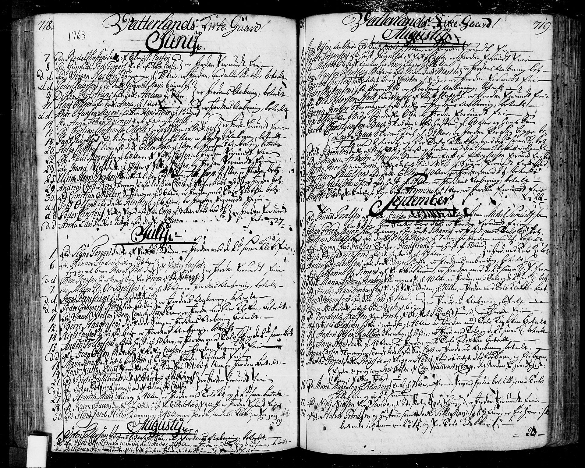 Oslo domkirke Kirkebøker, SAO/A-10752/F/Fa/L0004: Parish register (official) no. 4, 1743-1786, p. 718-719