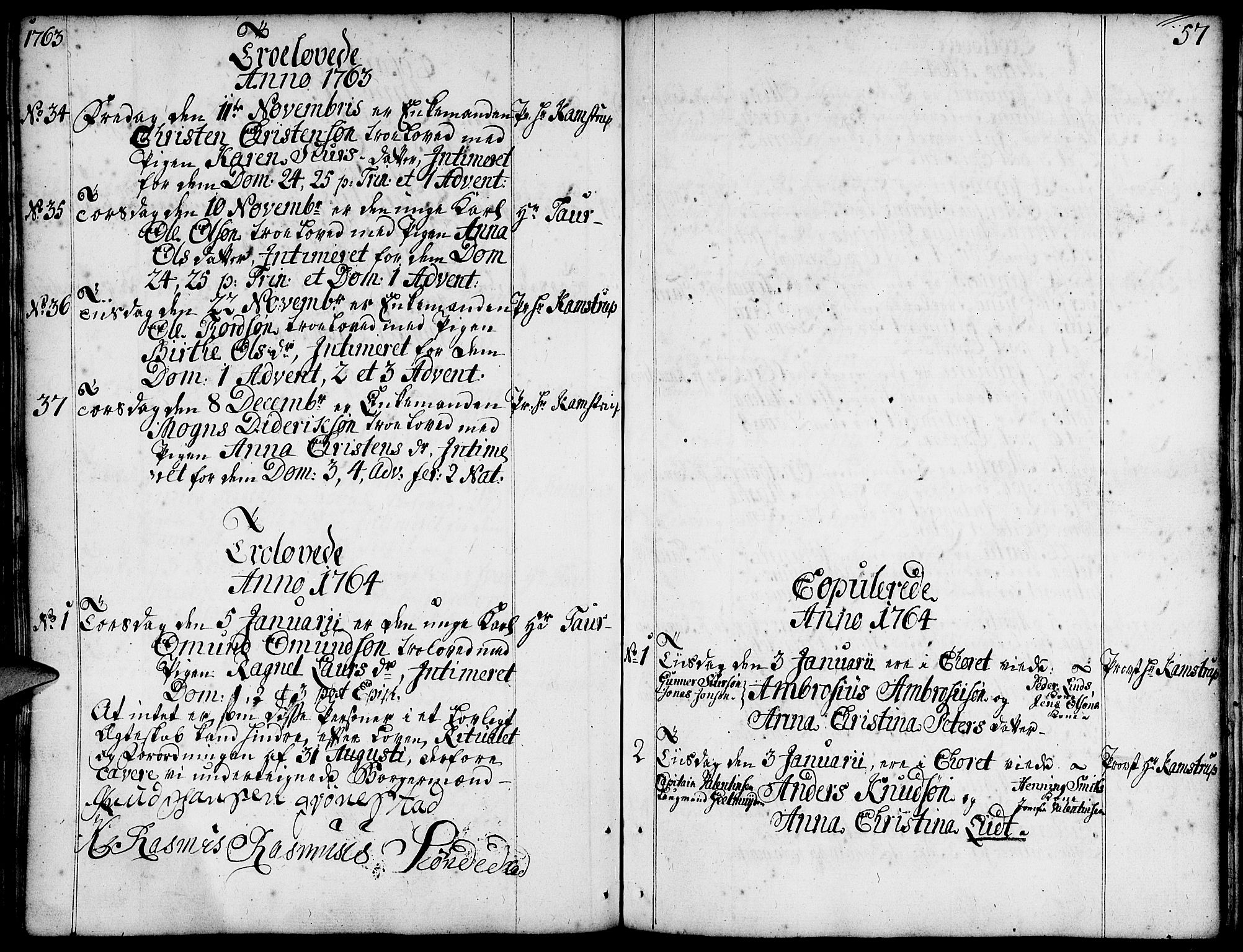 Domkirken sokneprestkontor, SAST/A-101812/001/30/30BA/L0004: Parish register (official) no. A 4, 1744-1782, p. 57