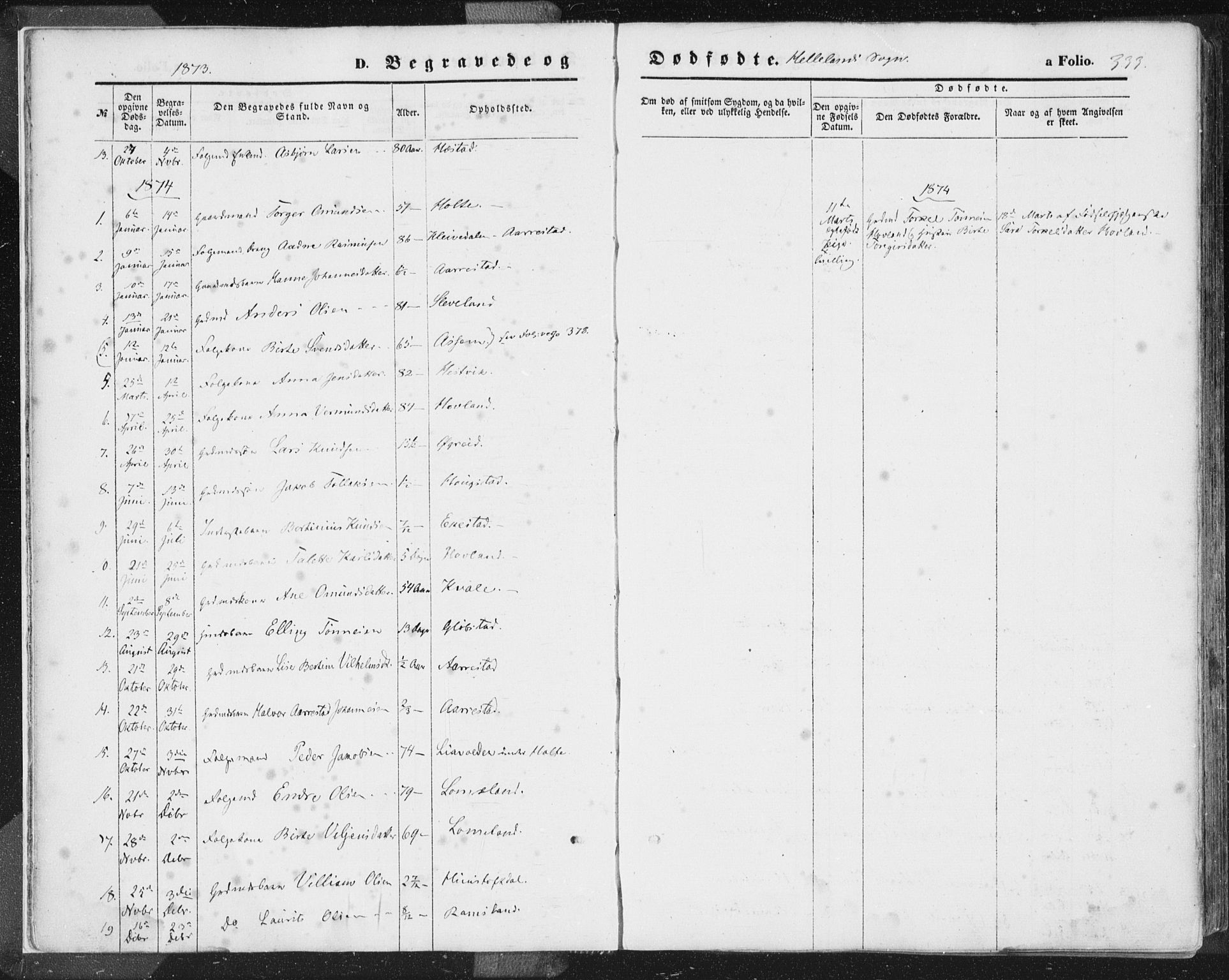 Helleland sokneprestkontor, SAST/A-101810: Parish register (official) no. A 7.2, 1863-1886, p. 333